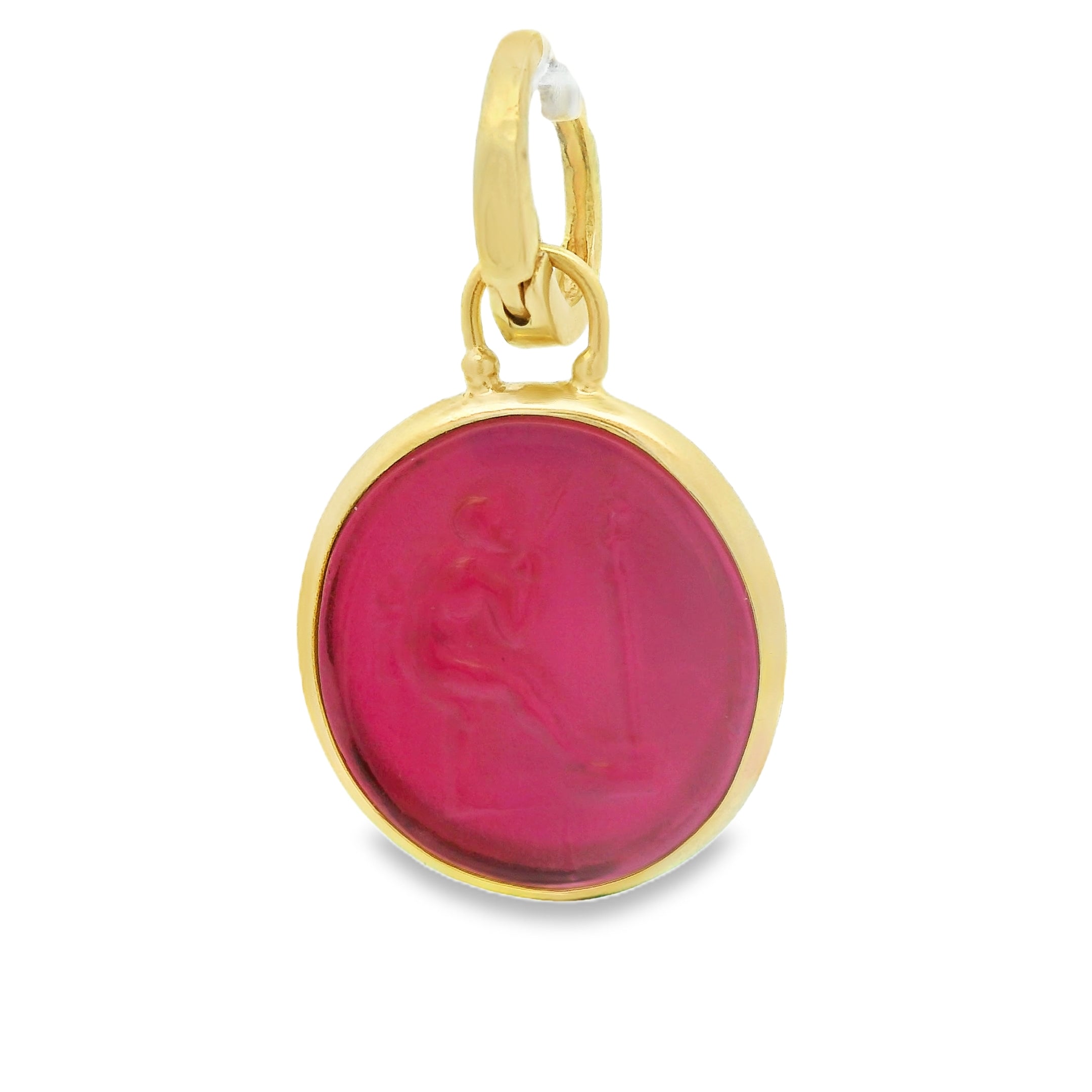 Mazza 14kt Pink Venetian Glass and Mother of Pearl Pendant