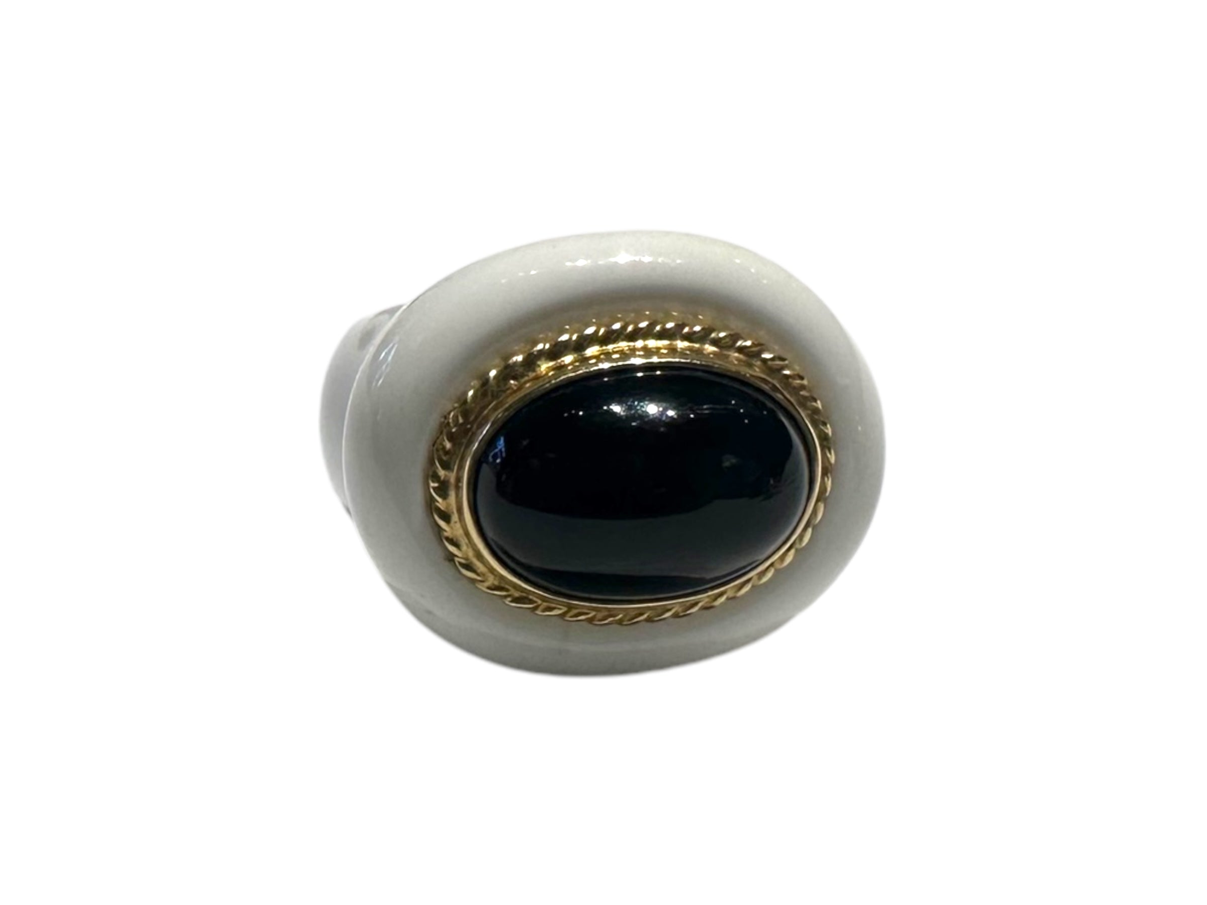 14kt Black Onyx and White Agate Ring