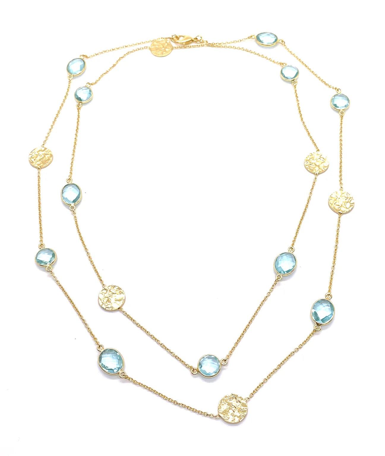 Aquamarine Disk Chain Necklace