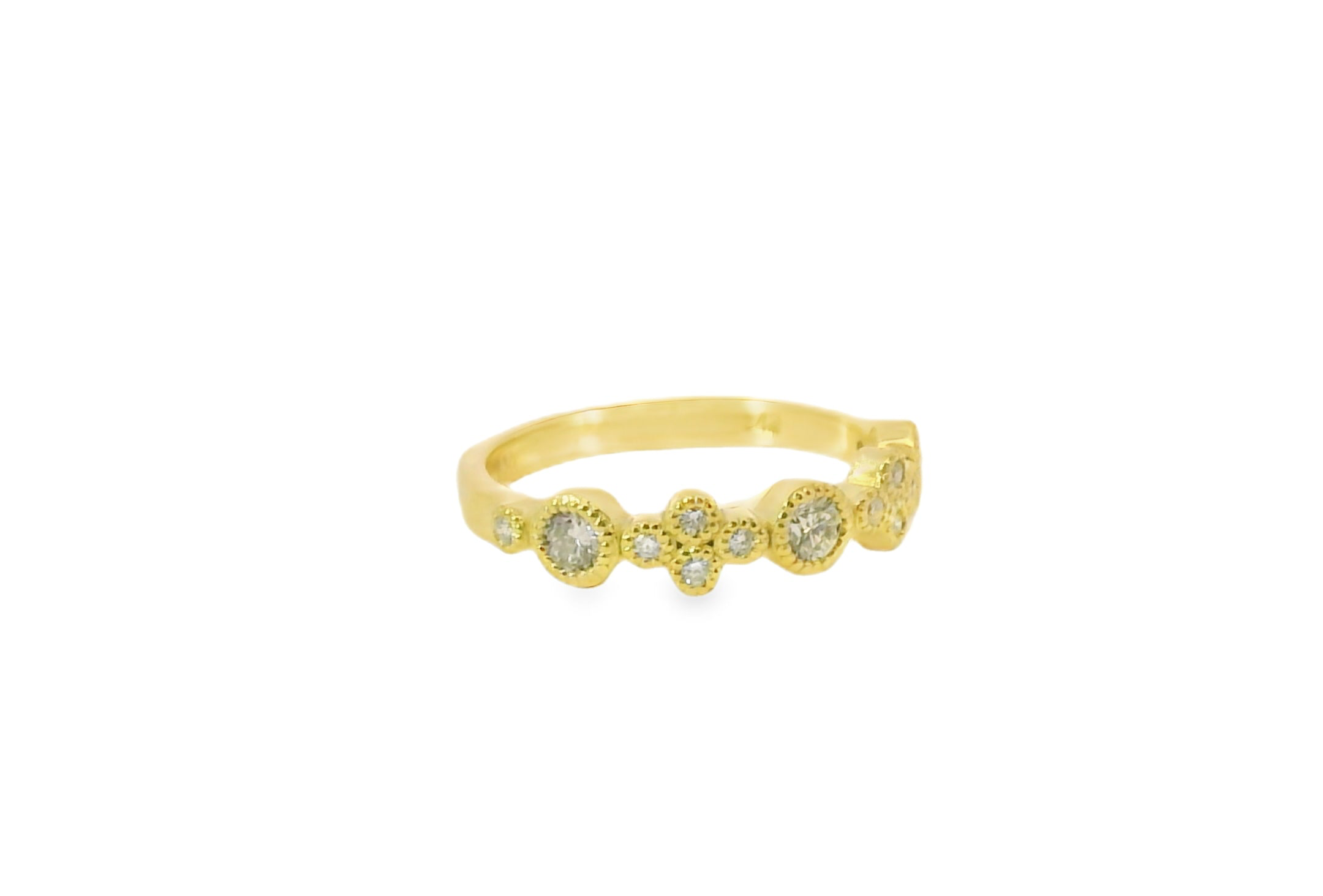 14kt Green Gold Band with Diamonds