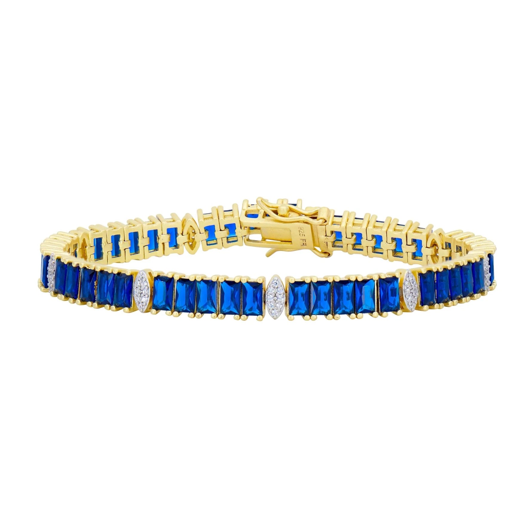 Freida Rothman Marquis Station Tennis Bracelet Sapphire Blue