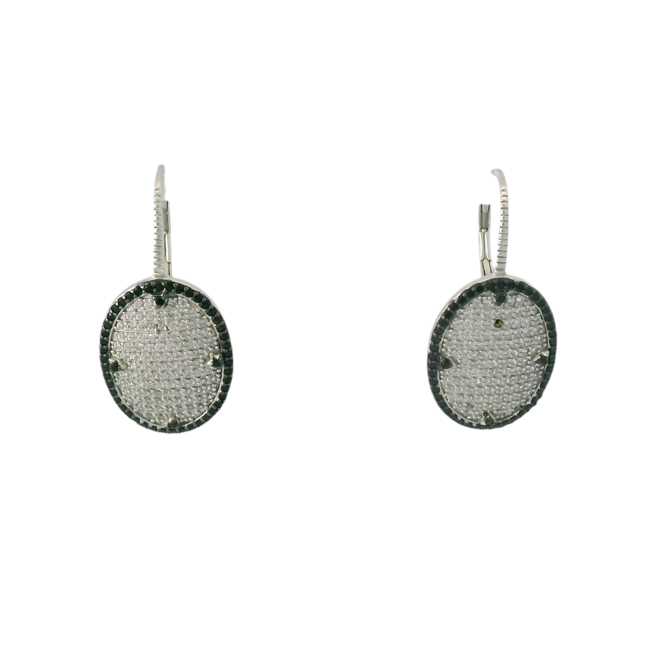 Industrial Finish Pave Lever Back Earrings