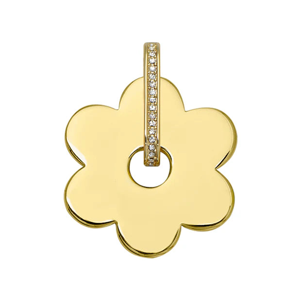 Goldbug White Topaz Spinning Daisy Charm