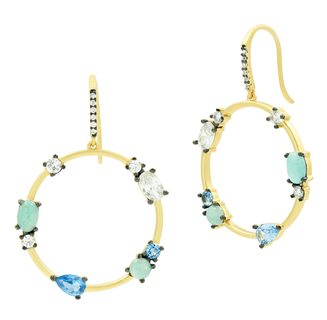 Freida Rothman Touch of Turquoise Open Hoop Earrings