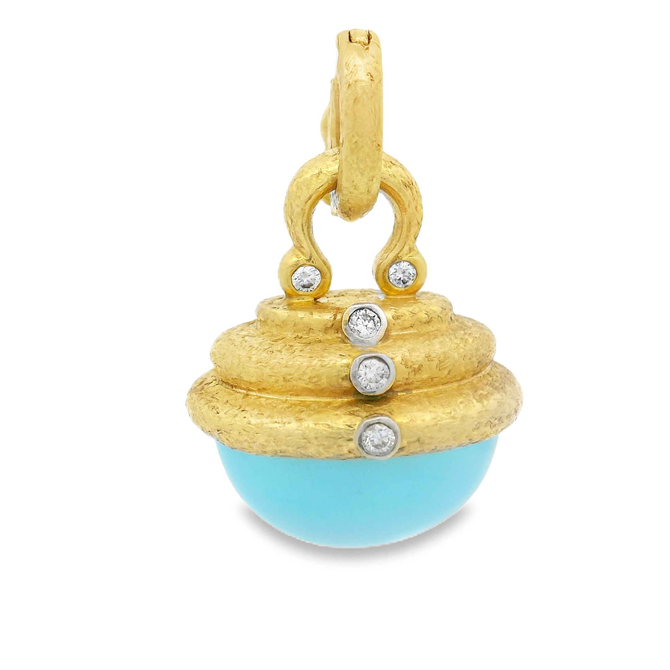 Mazza Cabochon Turquoise and Diamond Pendant