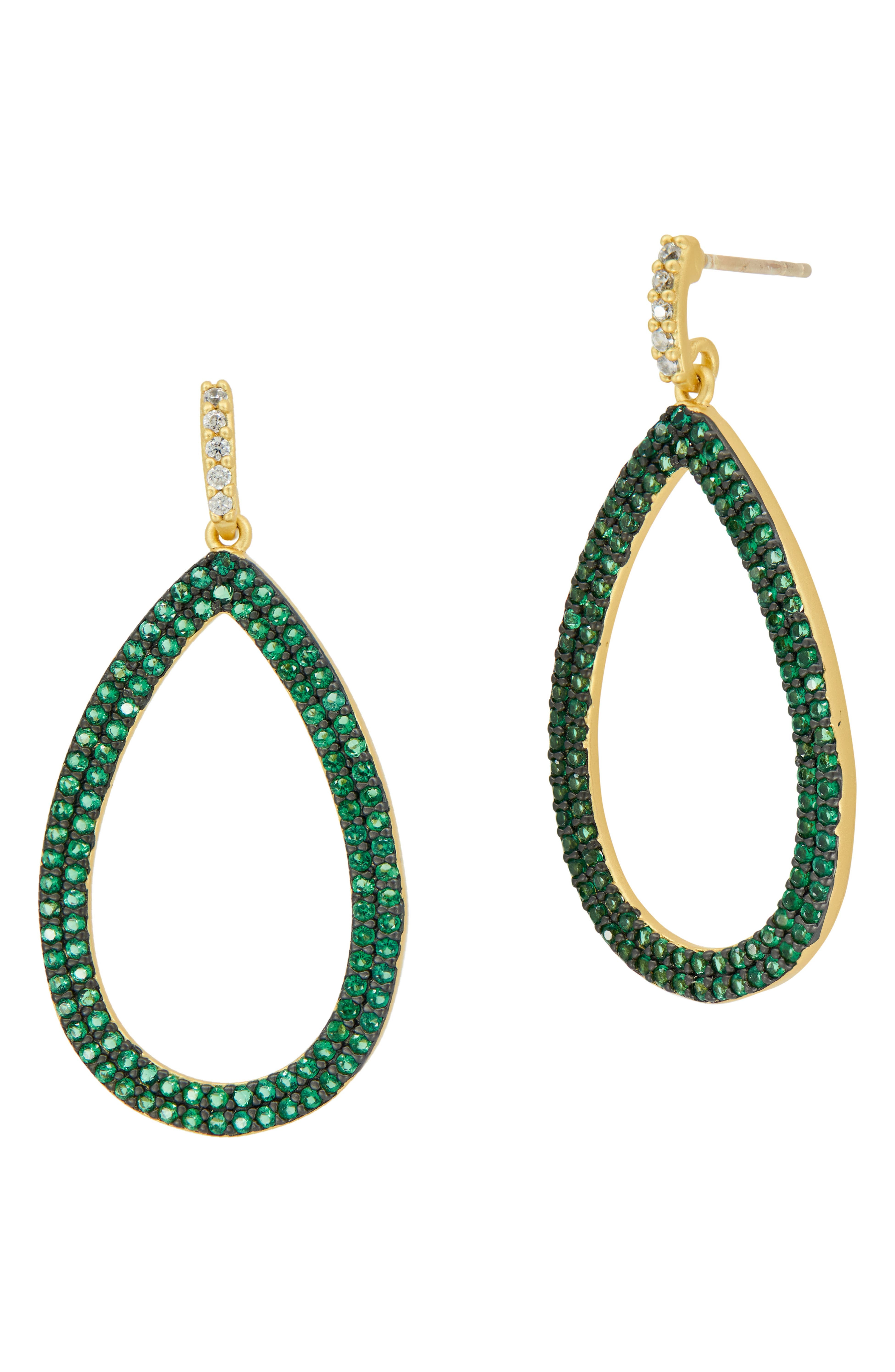 Freida Rothman Midnight Green Pavé Teardrop Earrings