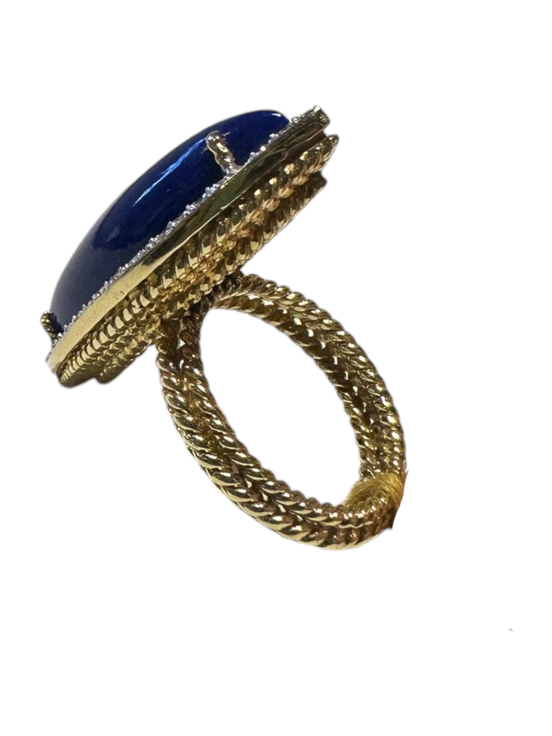 Yellow Gold Lapis Marquise Twisted Rope Ring