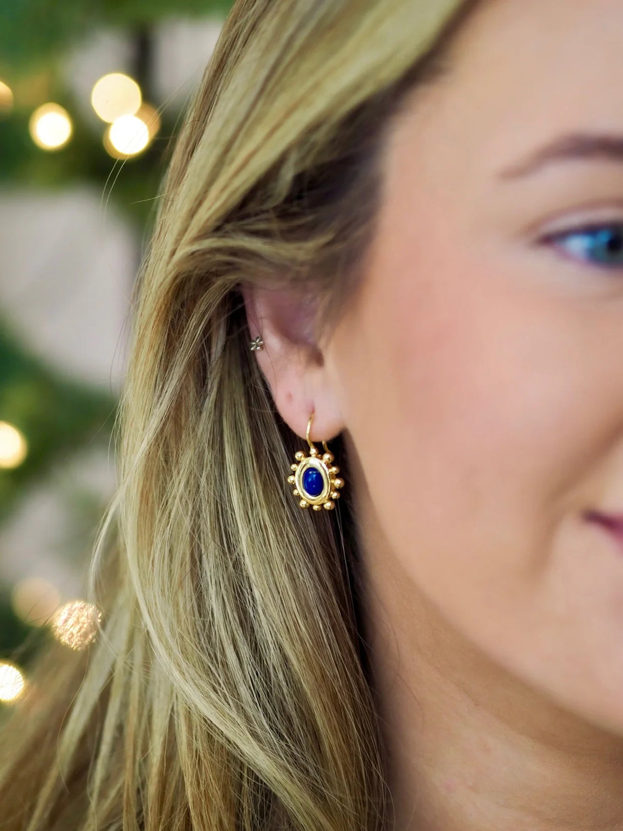 Goldbug Lapis Twiggy Drop Earrings