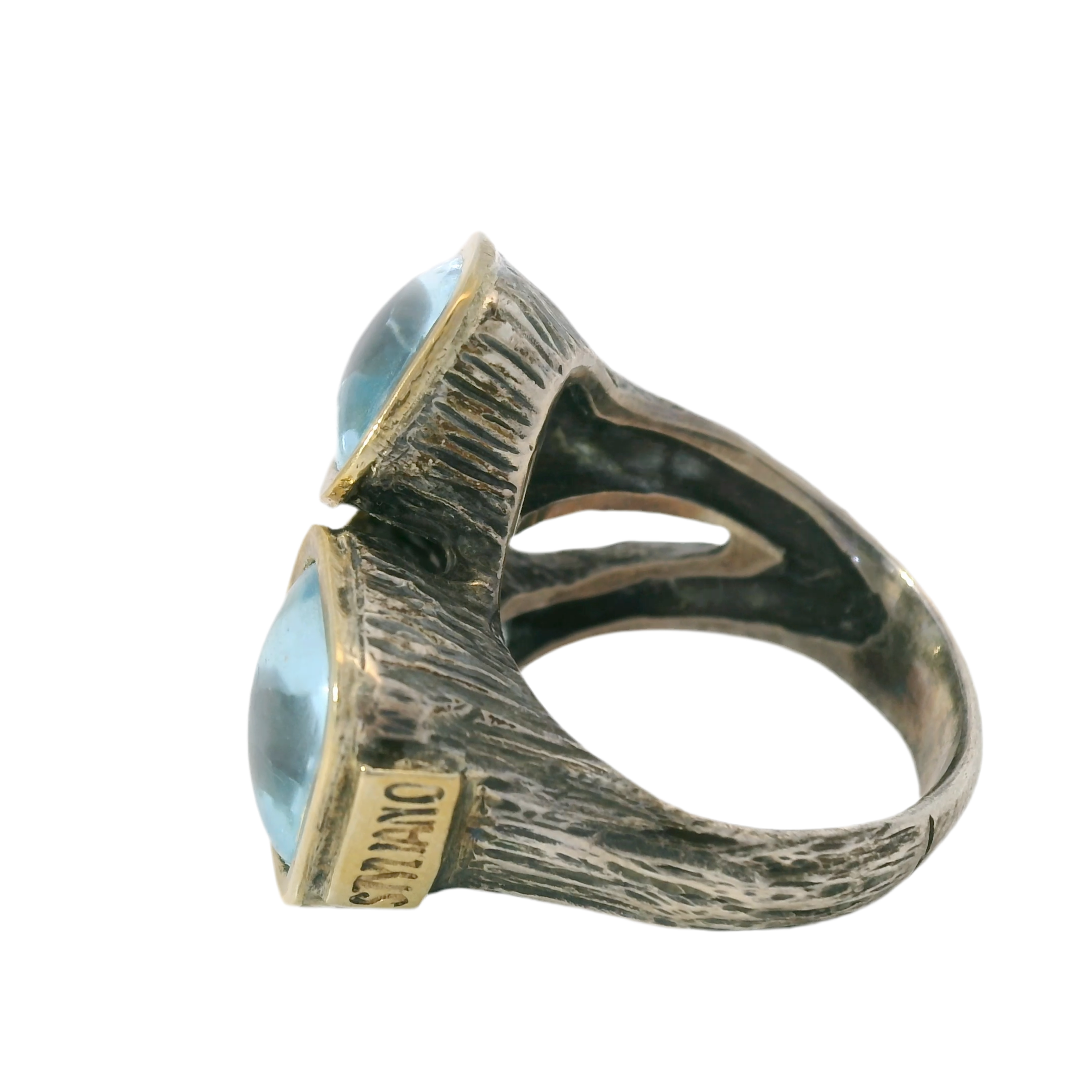 Styliano 3 Stone Blue Topaz Ring