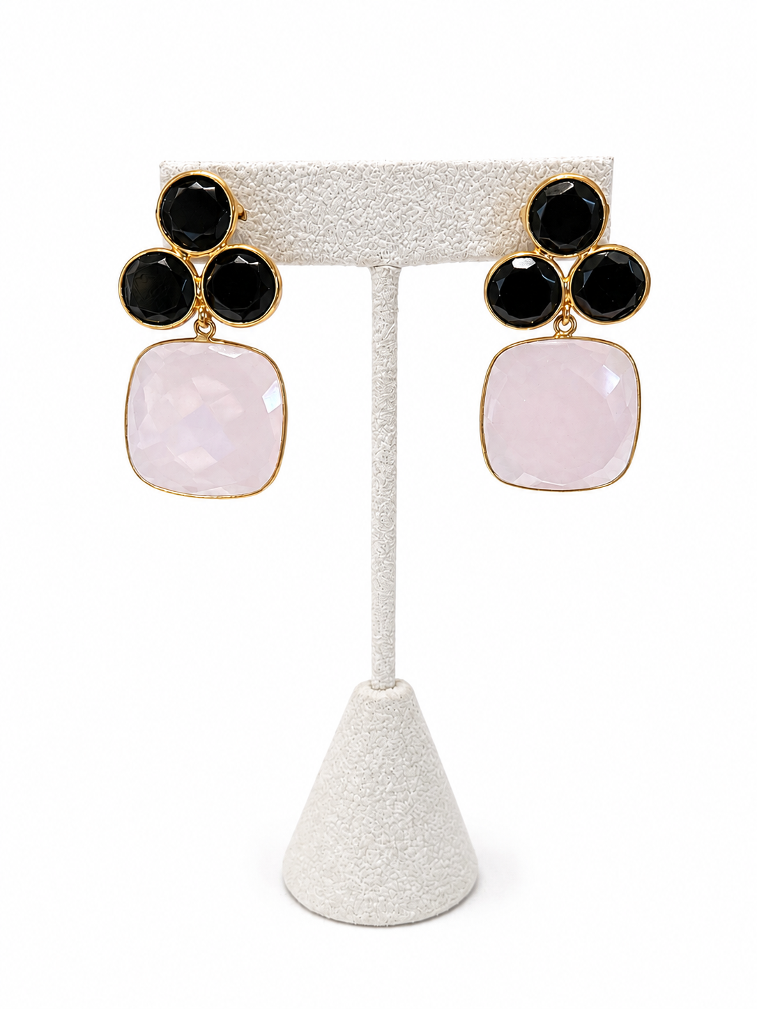 Julie Ryan Margot Onyx and Rose Quartz Dangle Earrings