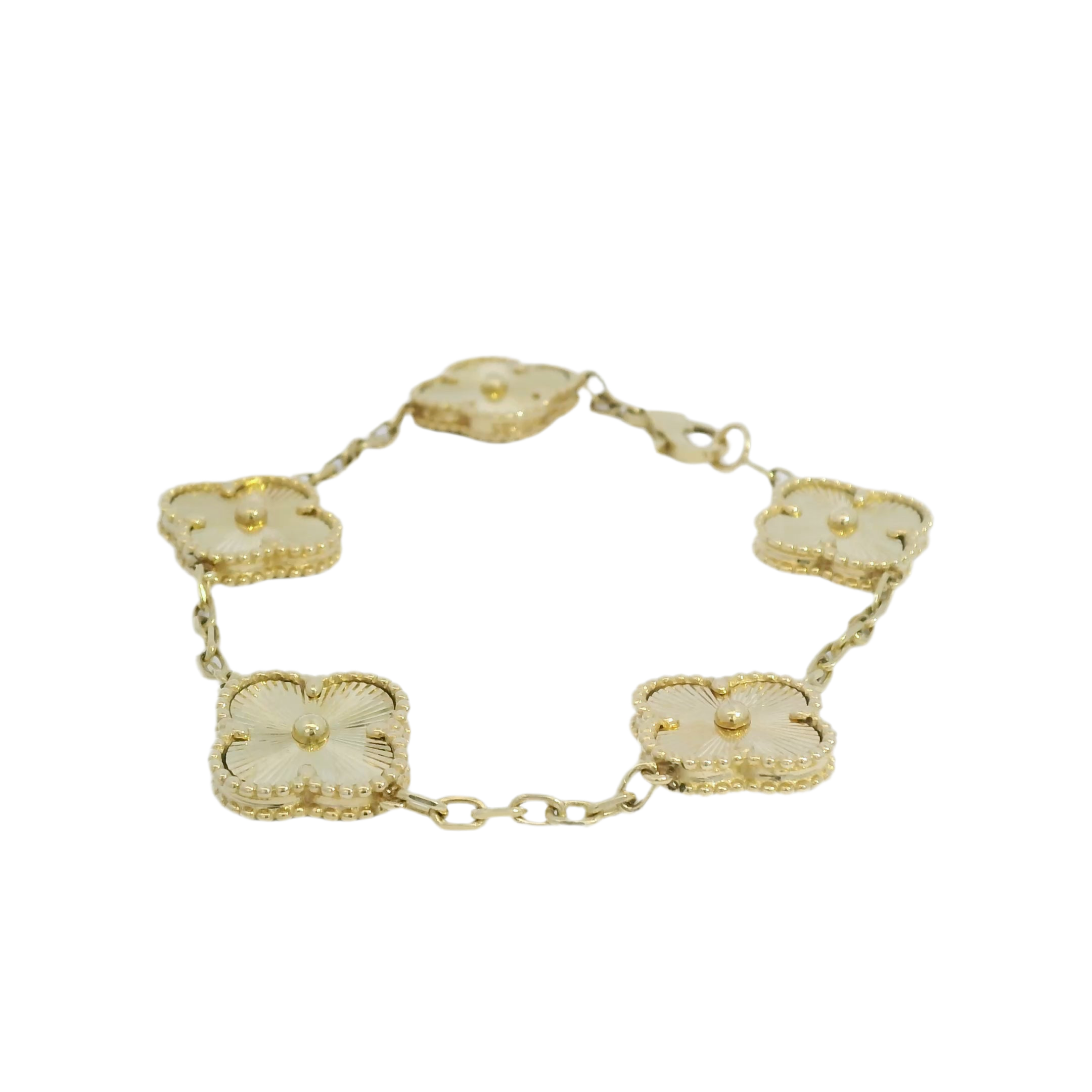 14kt Yellow Gold Clover Chain Bracelet