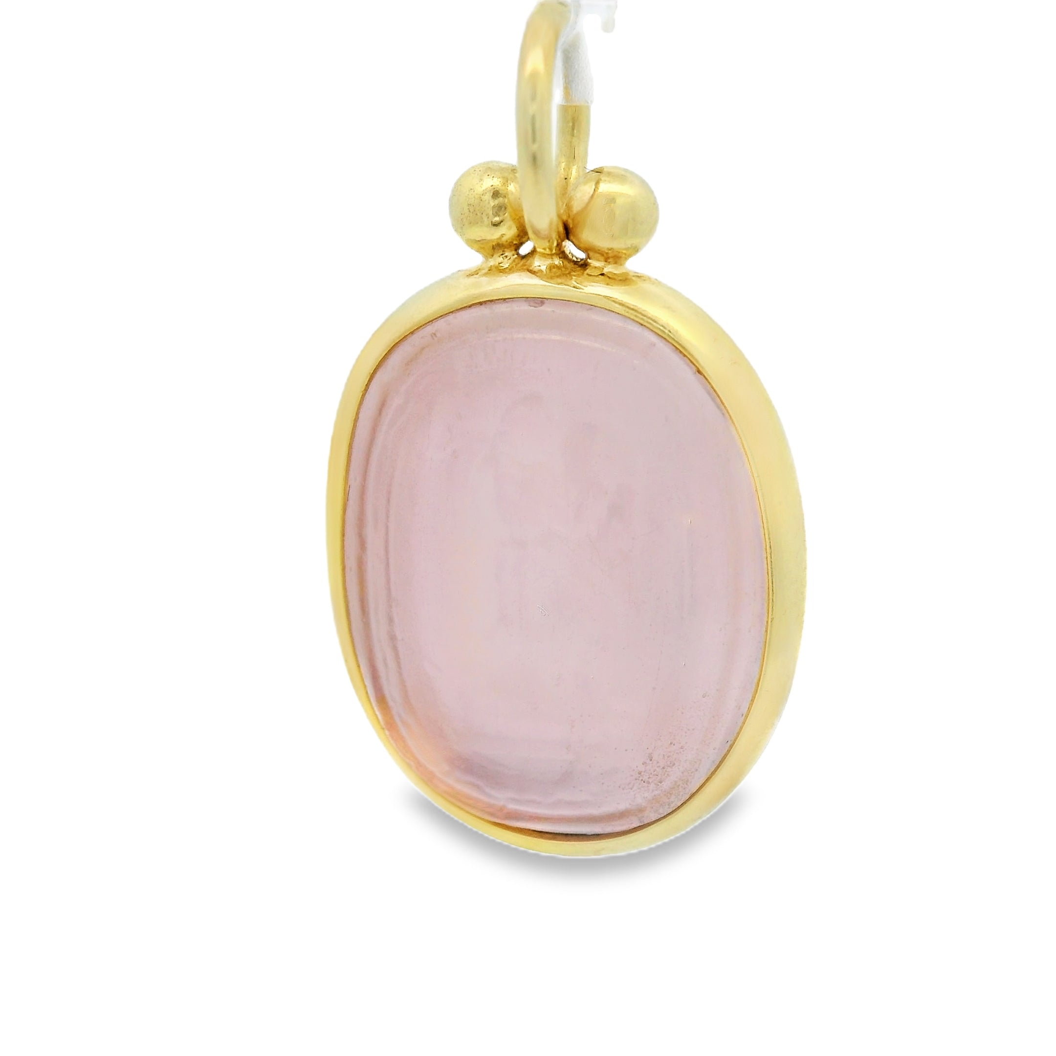 Mazza 14kt Oval Light Pink Venetian Glass Necklace Pendant