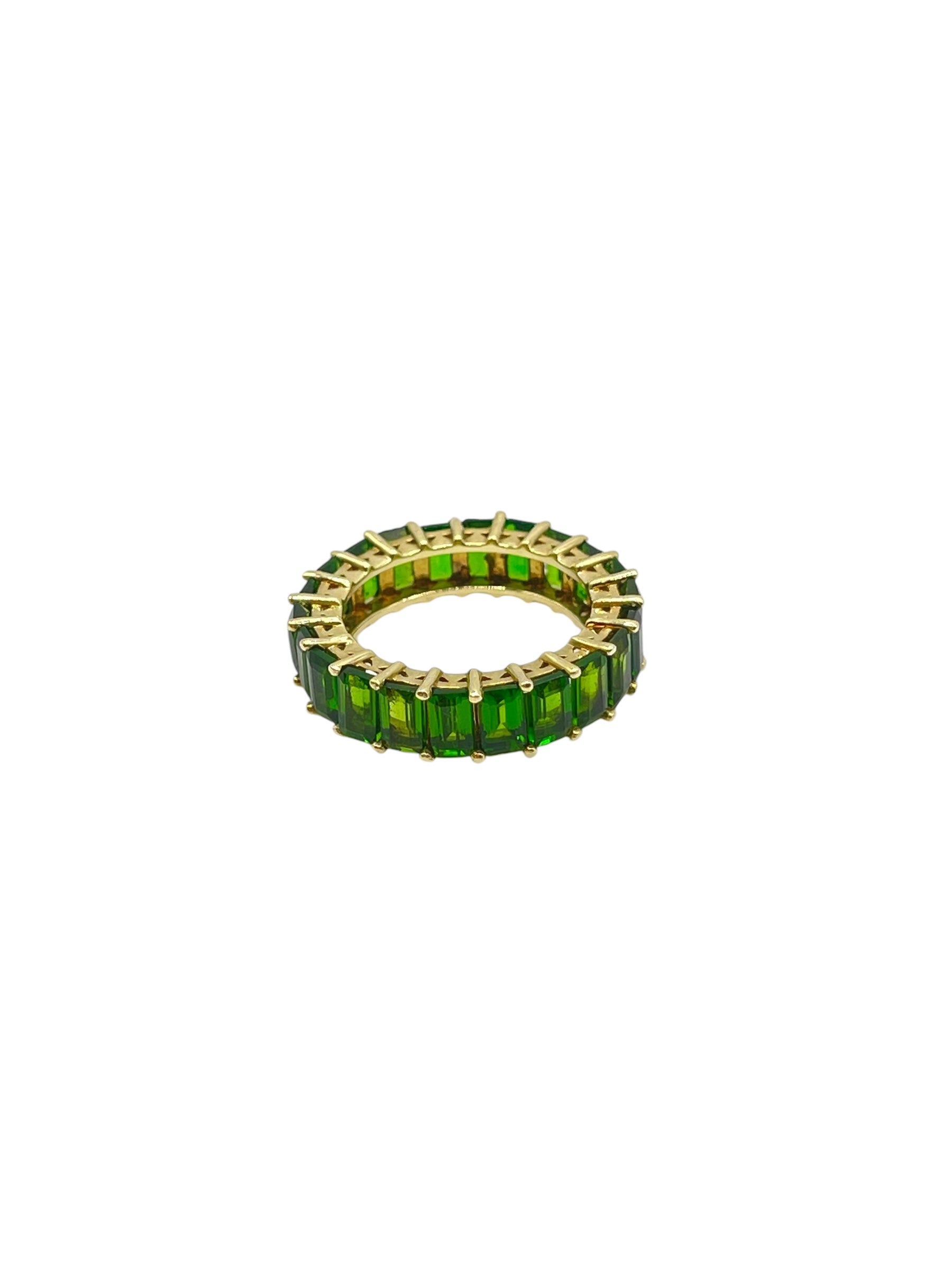 14kt Yellow Gold Emerald Cut Chrome Diopside Eternity Band