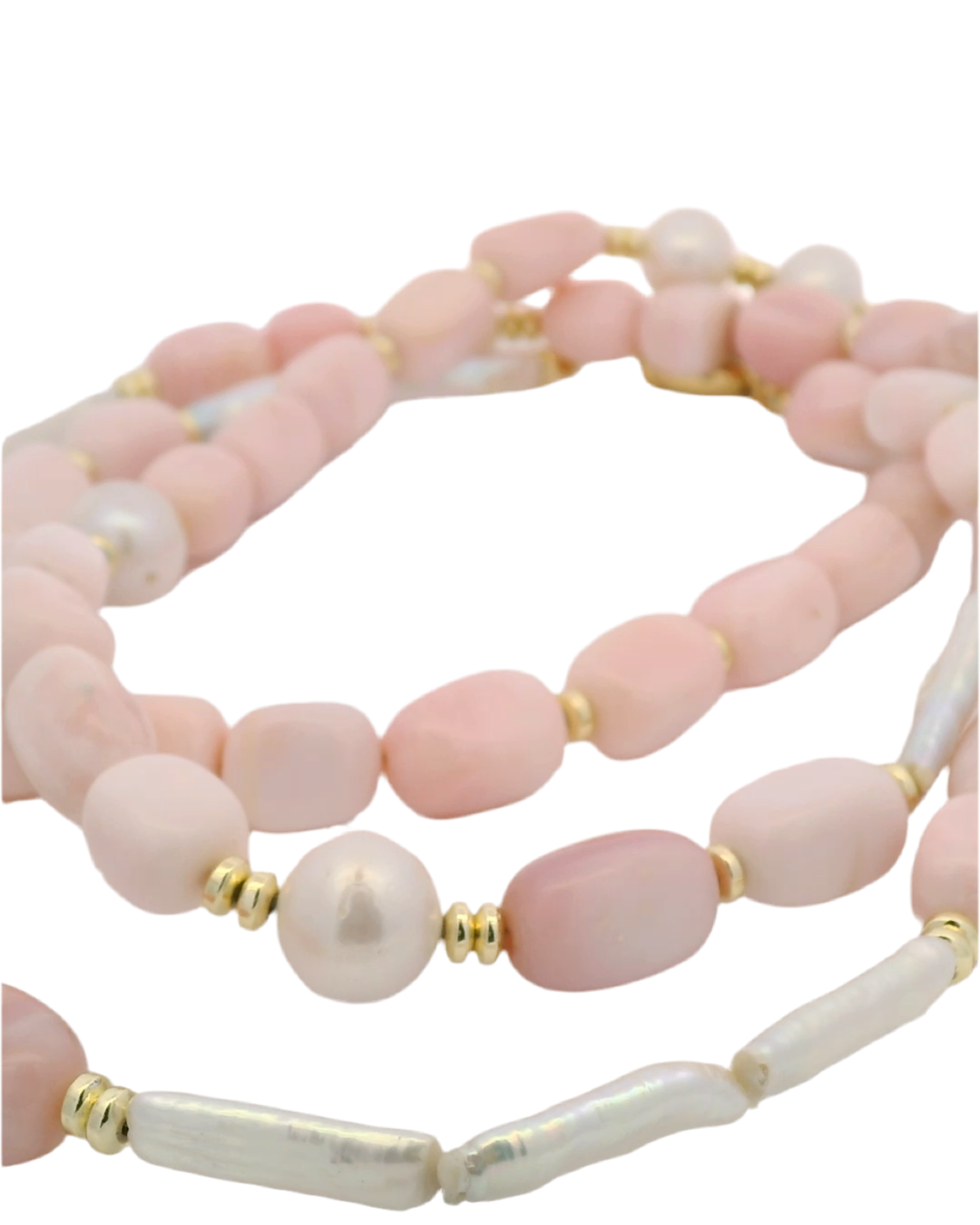 Pink Opal and Pearl Necklace