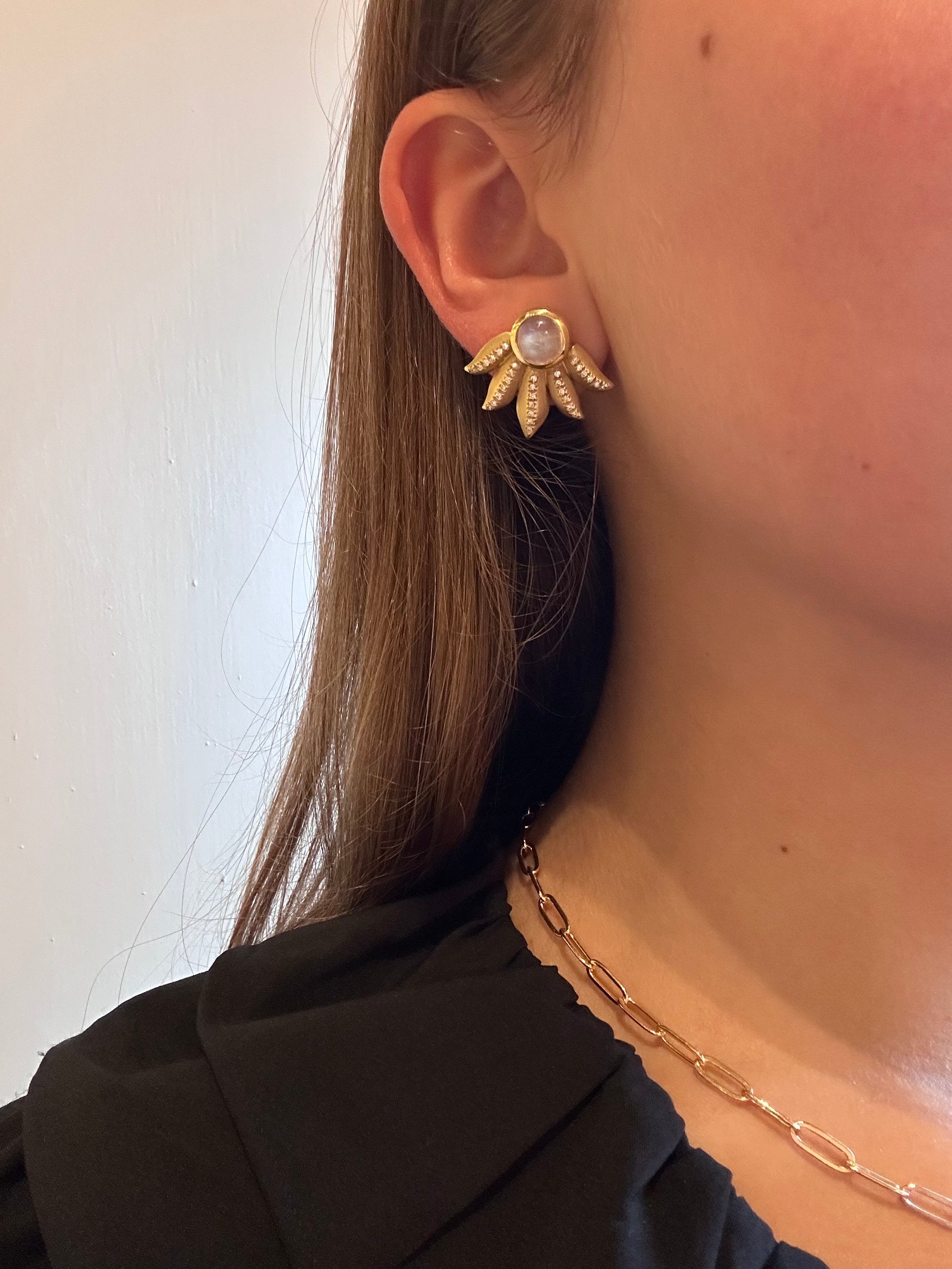 Mazza Moonstone and Diamond Earrings