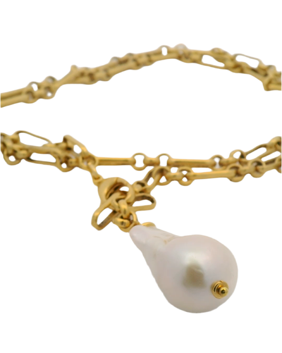 Baroque Pearl Matte Link Necklace