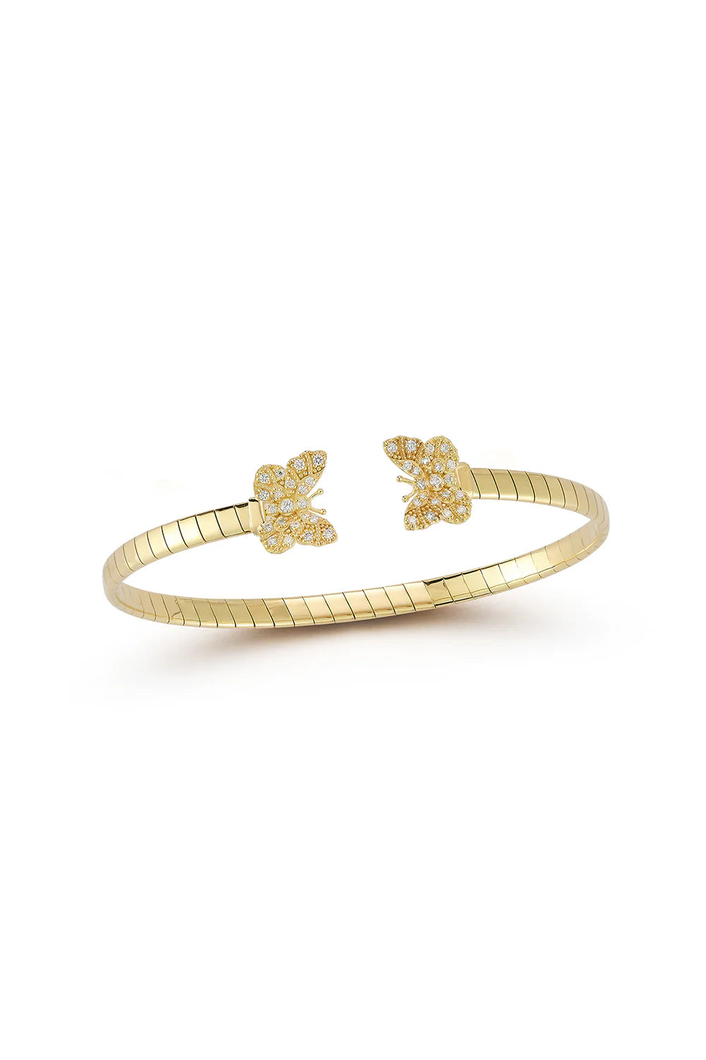 Tanya Farah Butterfly Diamond Open Bangle Bracelet