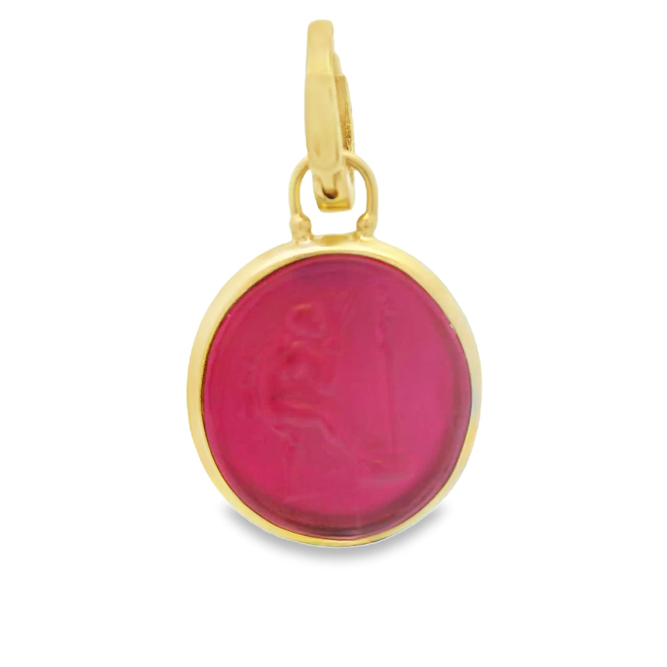 Mazza 14kt Pink Venetian Glass and Mother of Pearl Pendant