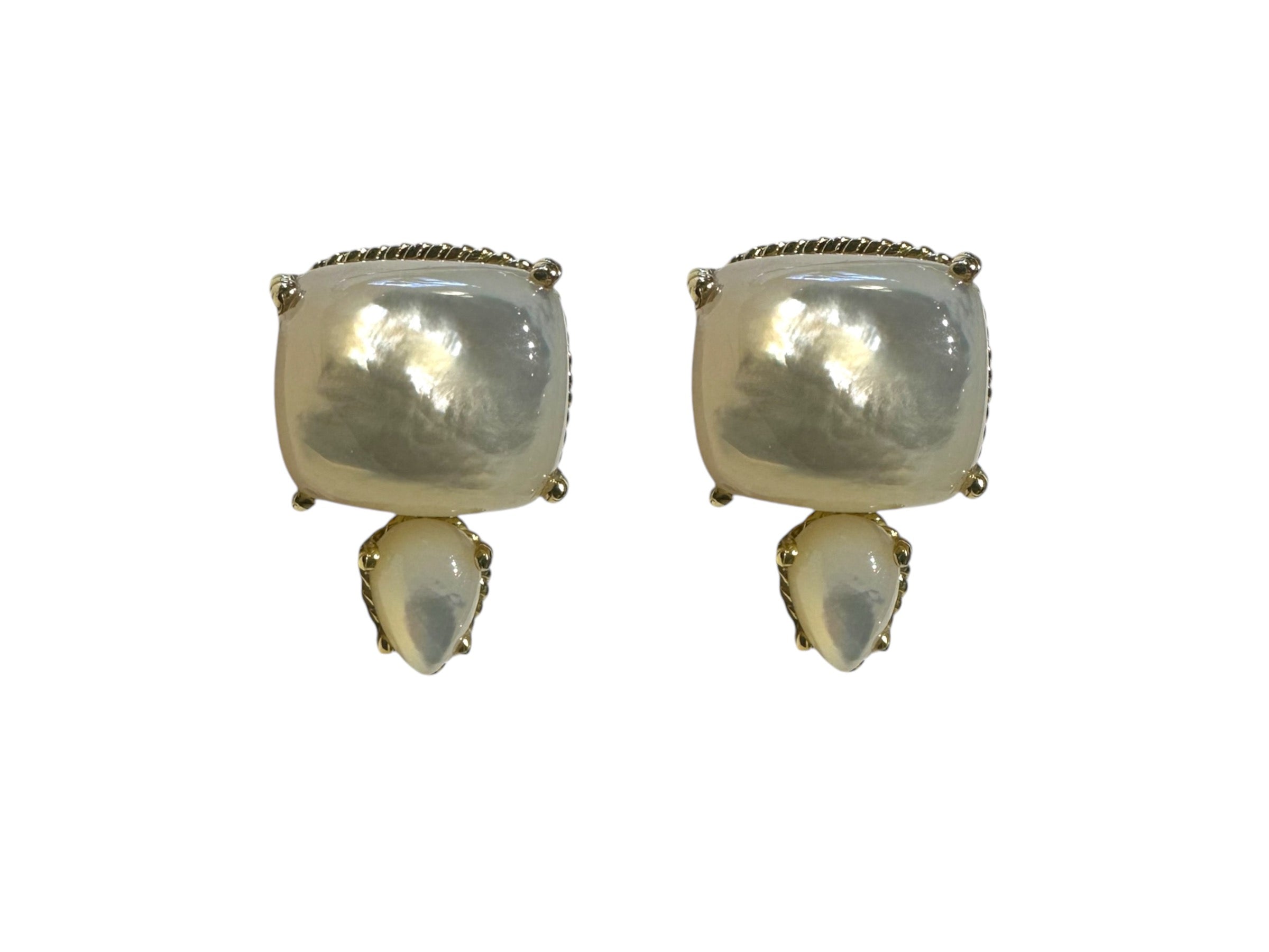 Bold Yellow Gold Mother Of Pearl Earring