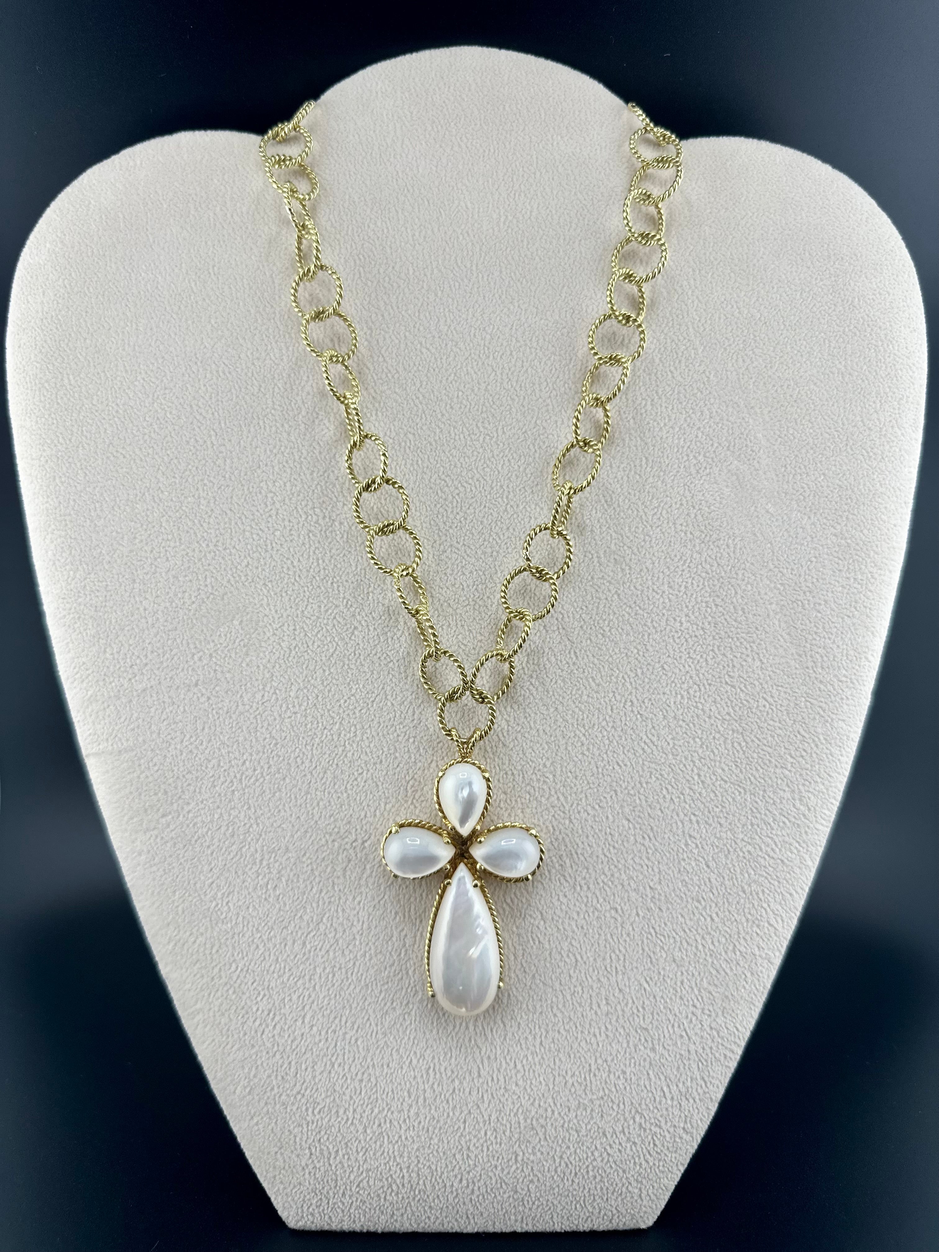 Cassis Mother of Pearl Cross Necklace