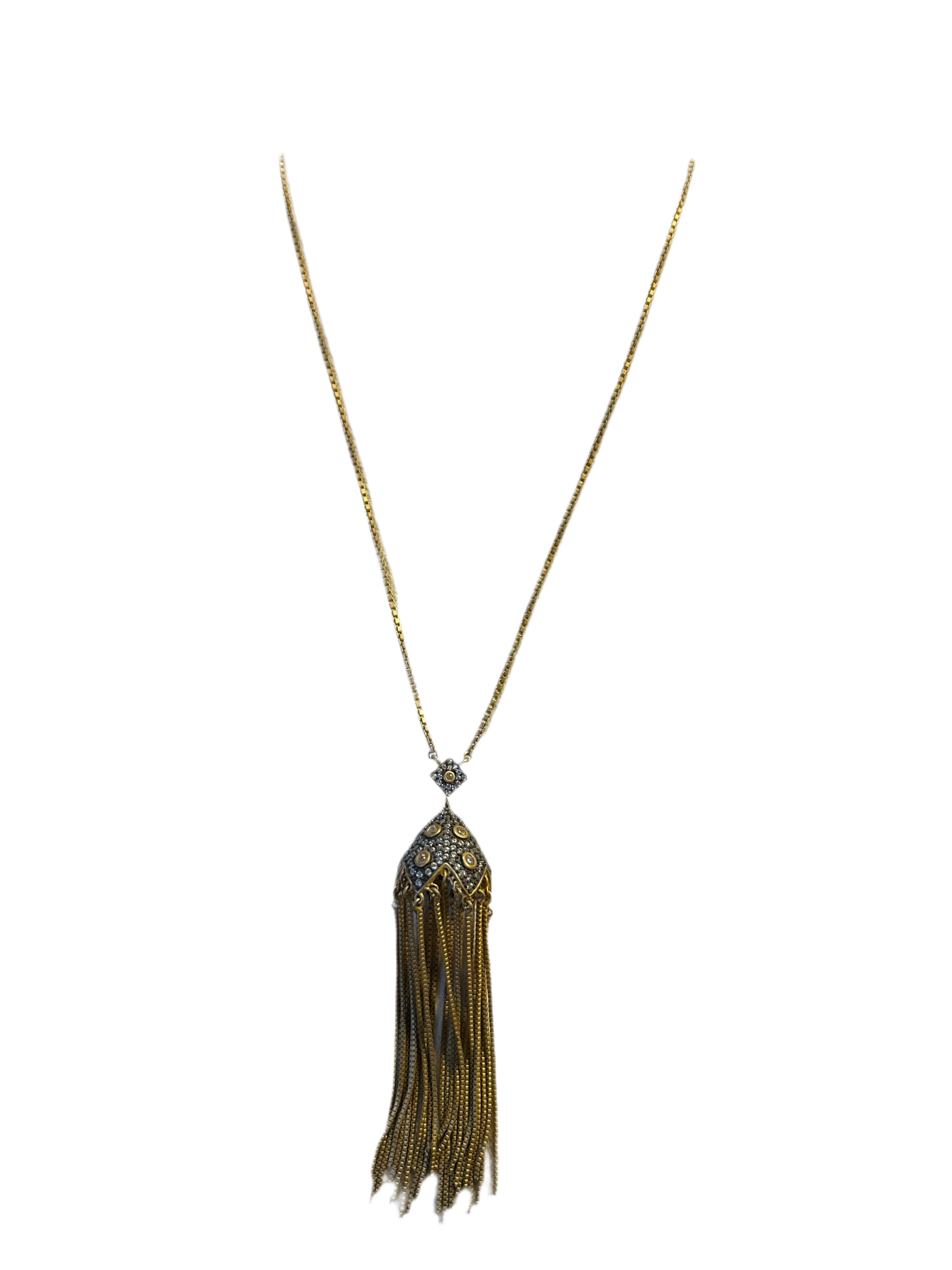 Contemporary Deco Multi Fringe Tassel Necklace