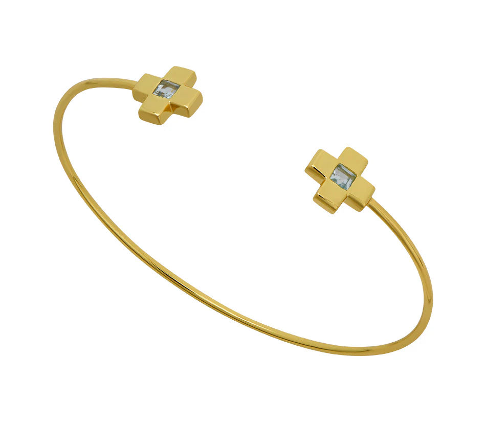 Goldbug Blue Topaz Cross Bangle