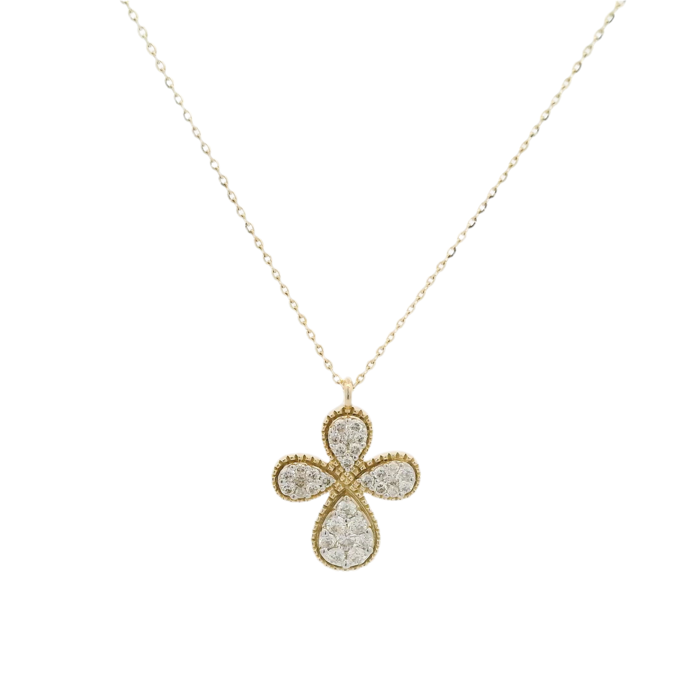 14kt Gold Cross Necklace with Round Brilliant Cut Diamond