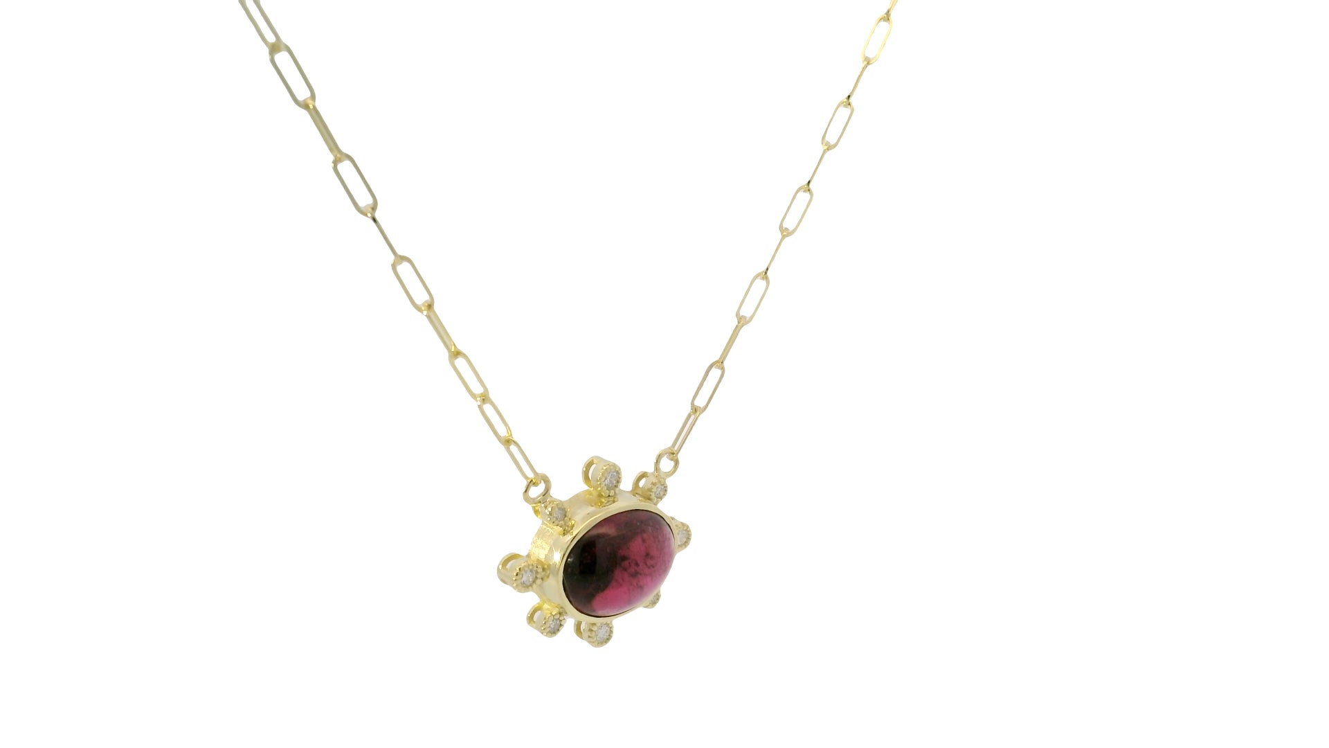 14kt Green Gold & Pink Tourmaline Necklace