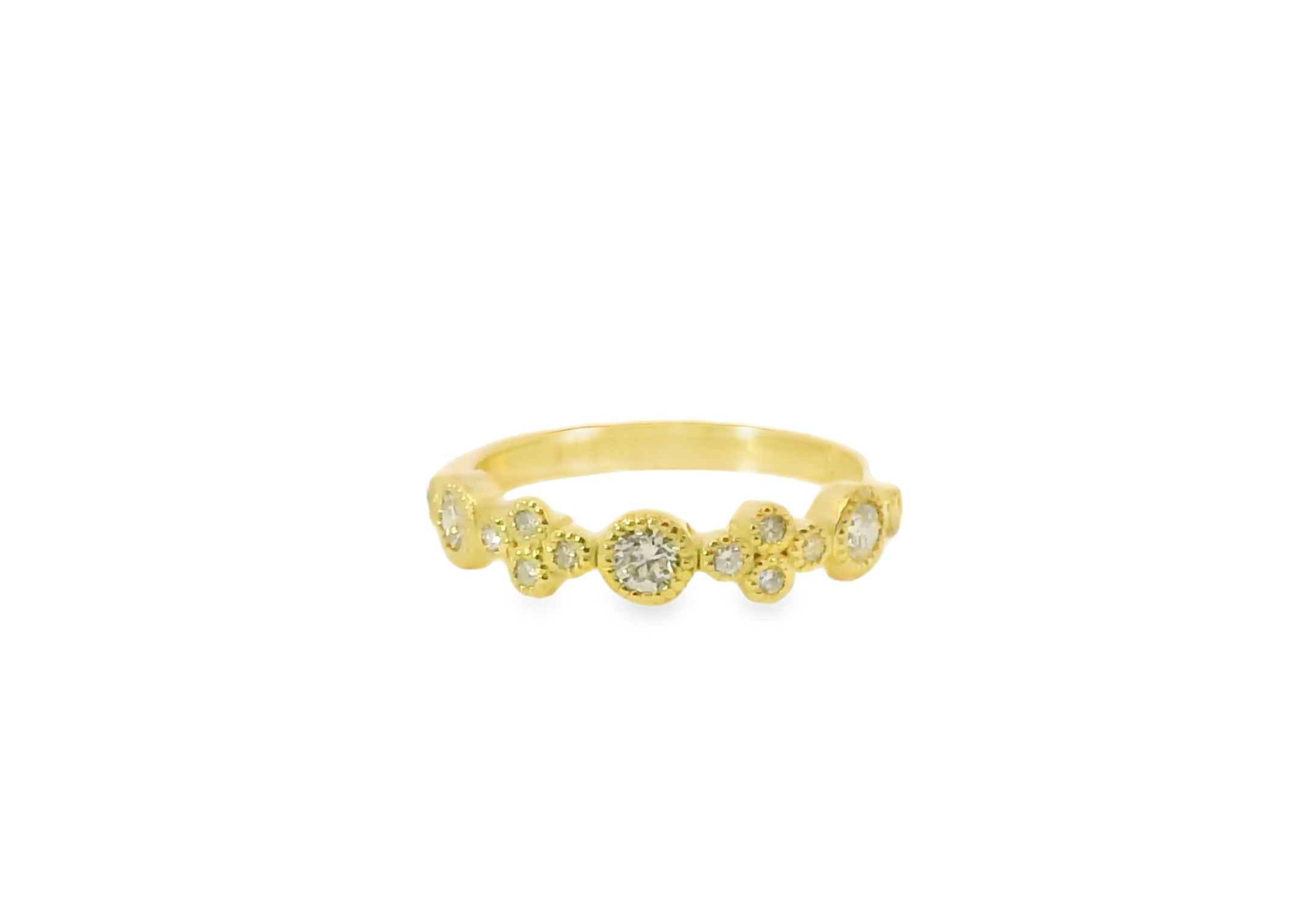 14kt Green Gold Band with Diamonds