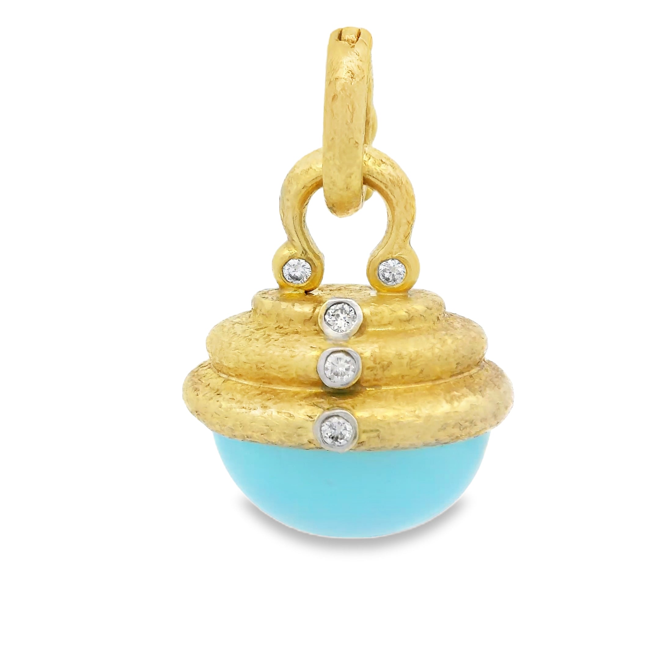 Mazza Cabochon Turquoise and Diamond Pendant