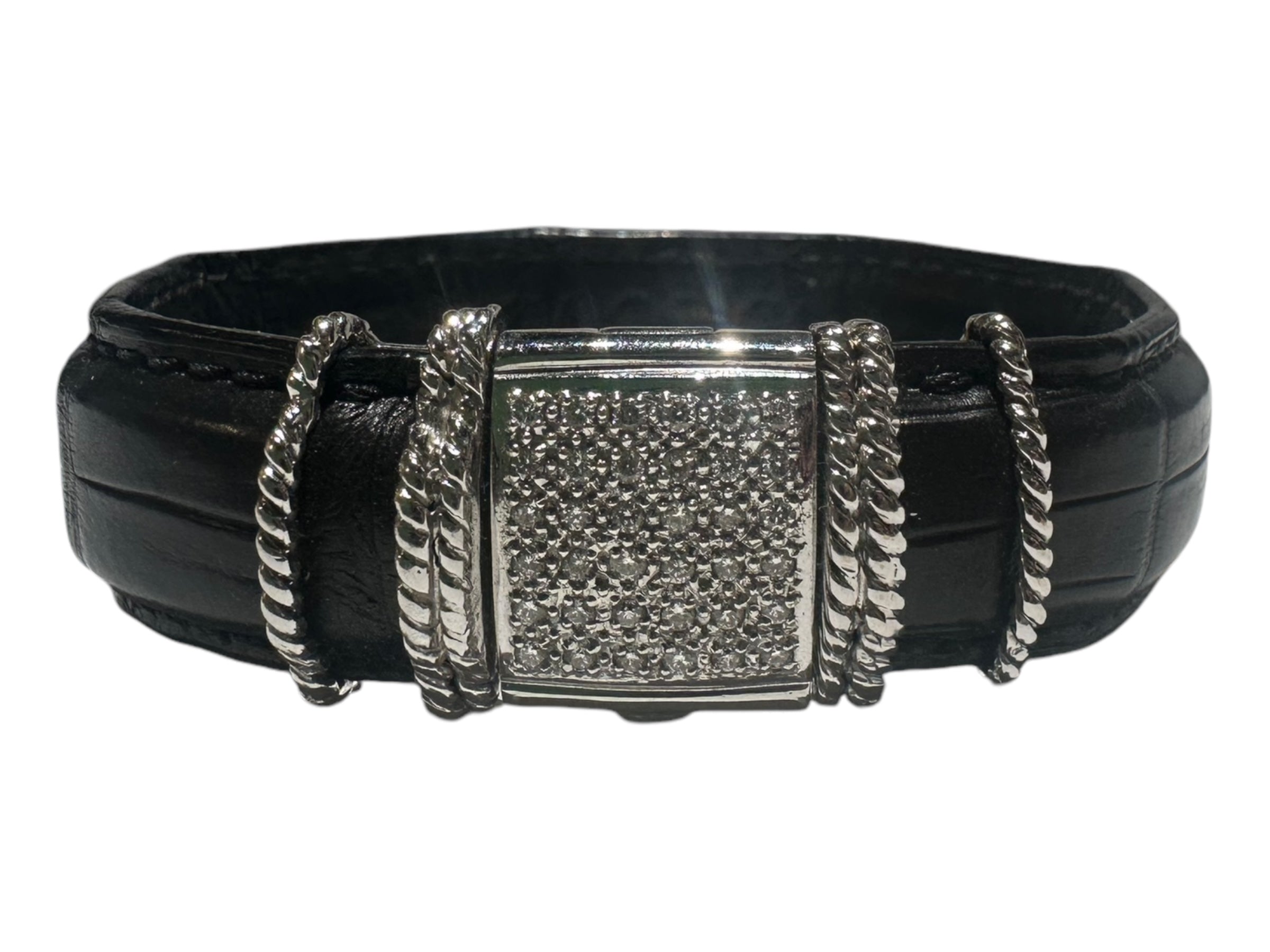 Genuine Alligator with Diamond Pave Bracelet