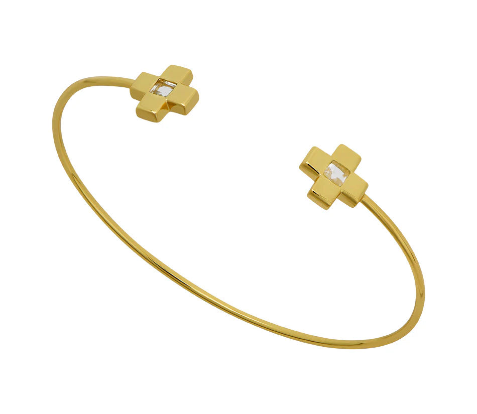 Goldbug White Topaz Cross Bangle