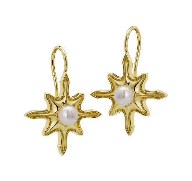 Goldbug Fresh Water Pearl Seastar Drop Earrings