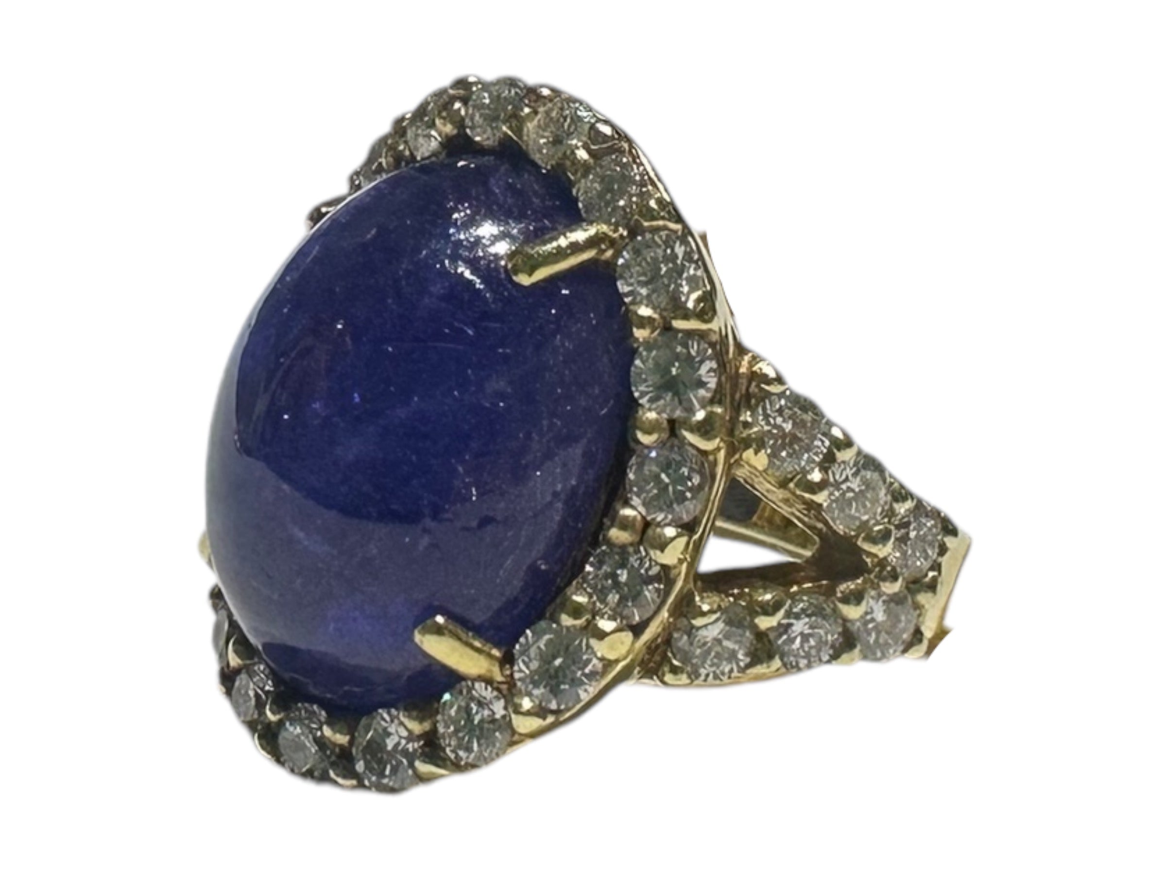 Tanzanite Cab Diamond Ring