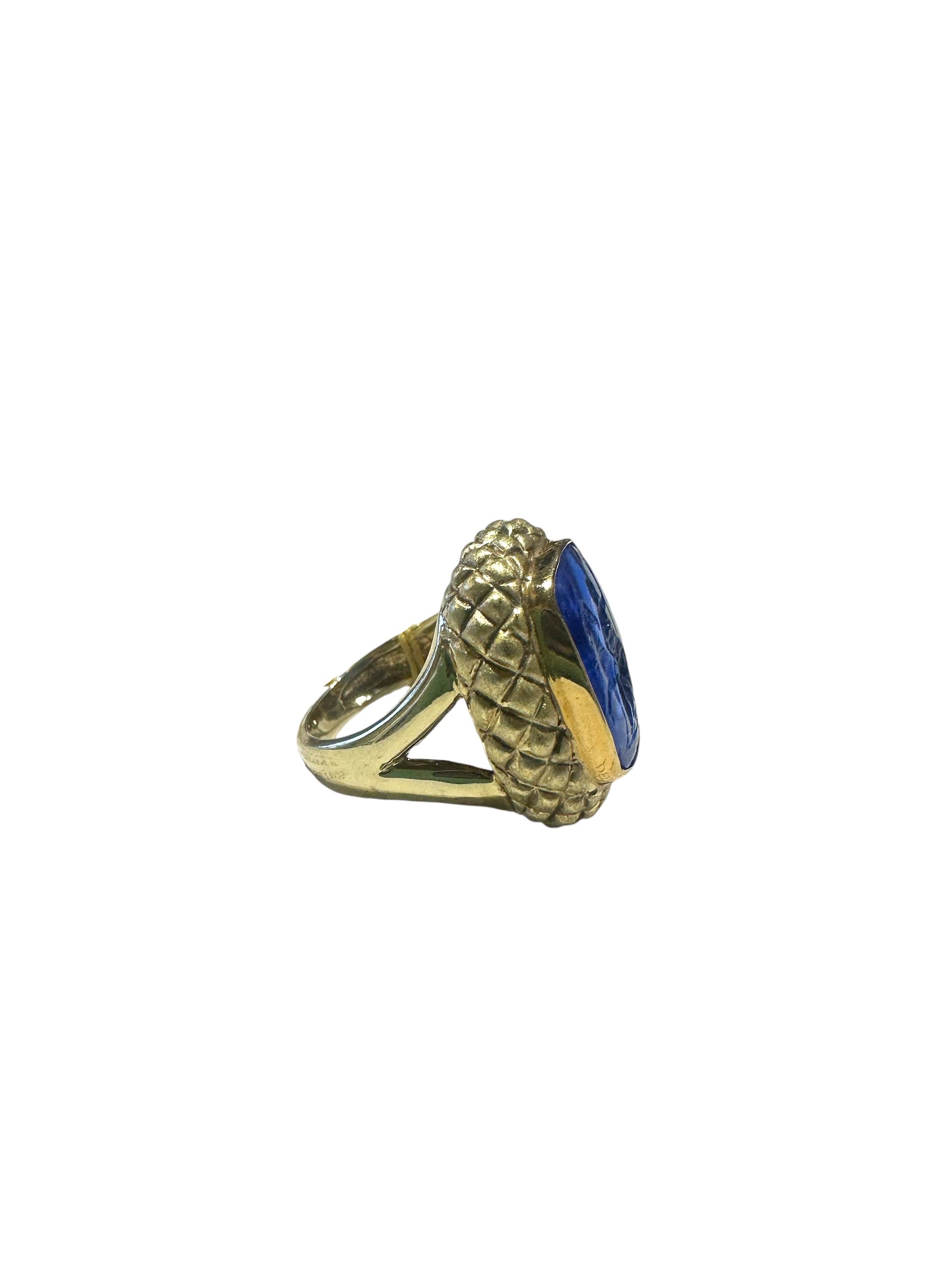 14kt Blue Venetian Glass Ring