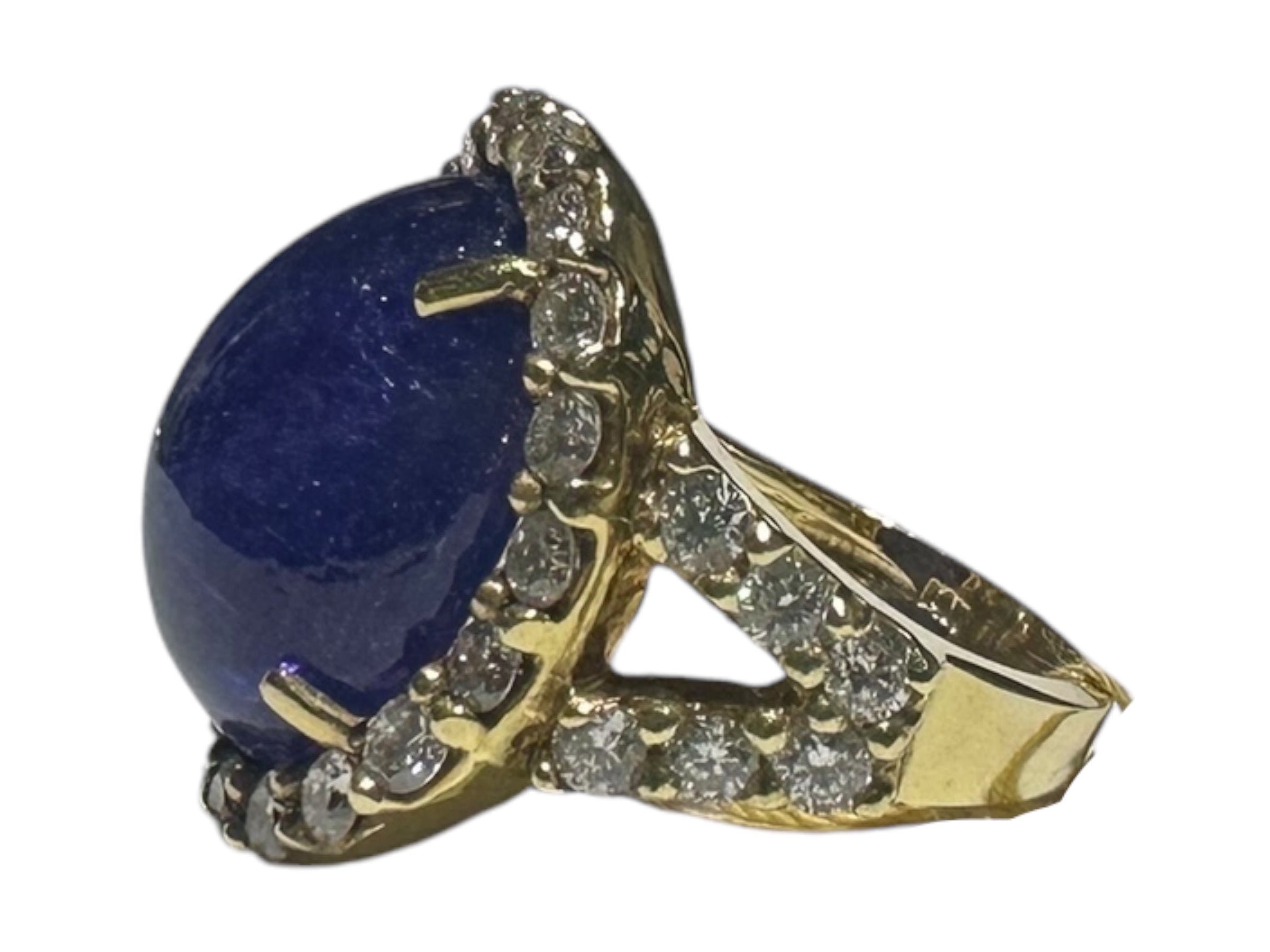 Tanzanite Cab Diamond Ring