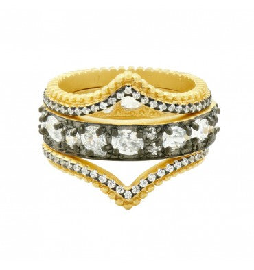 Freida Rothman Gilded Cable Double ARC 3-stack Ring