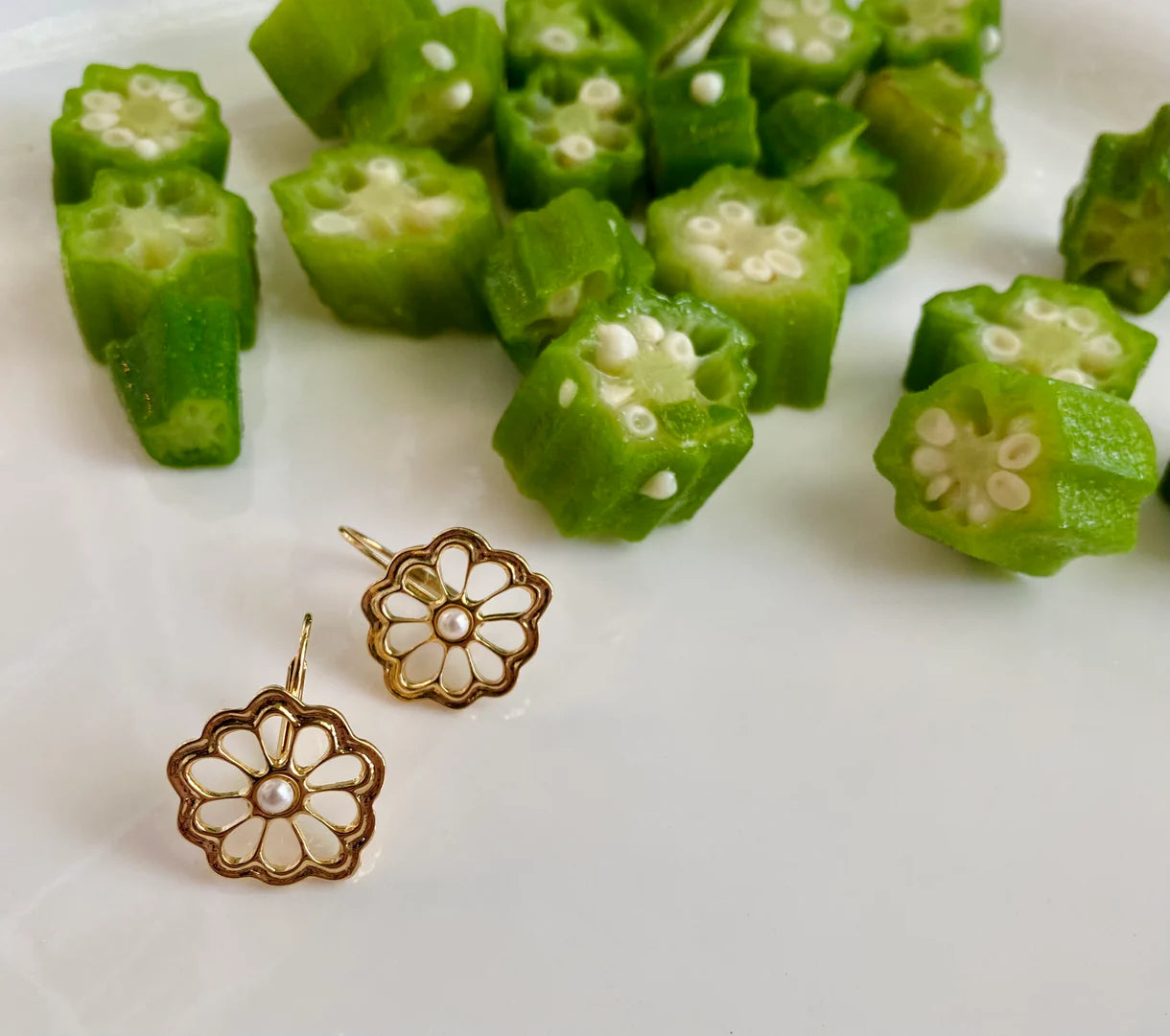 Goldbug Collection Okra Drop Earrings