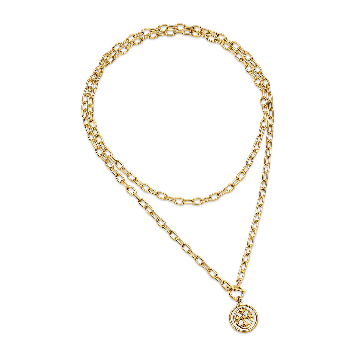 Gracewear Collection Medallion Long Paperclip Necklace