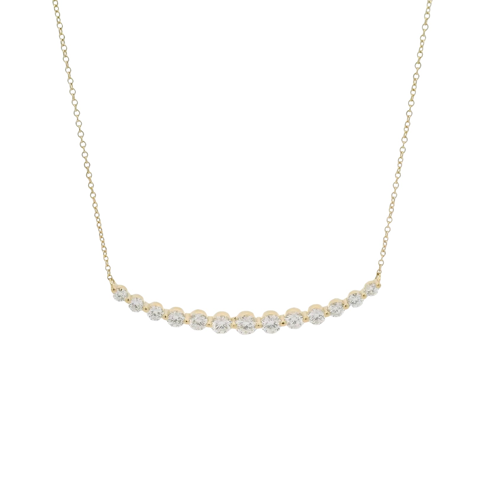 18kt Gold Diamond Curved Necklace