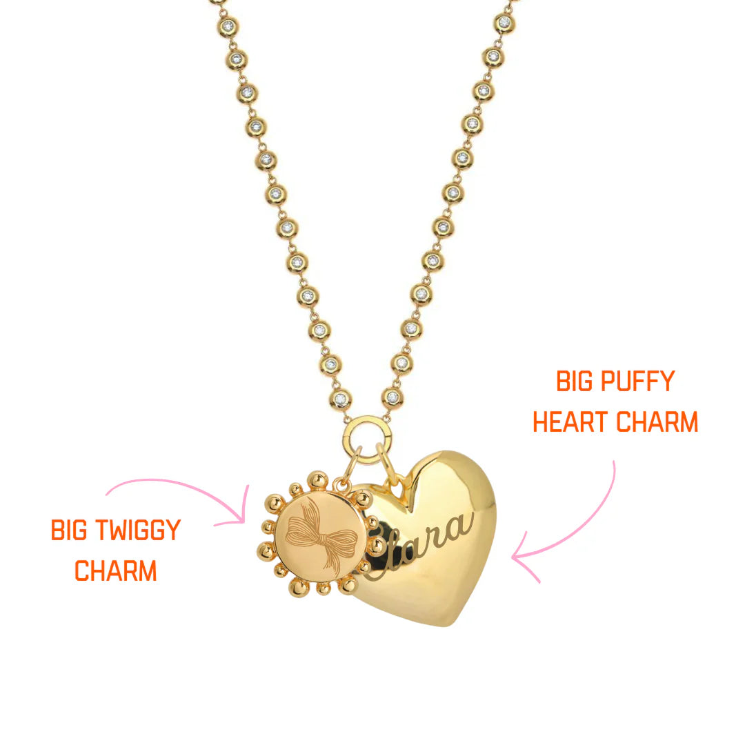 Goldbug Puffy Heart Charm