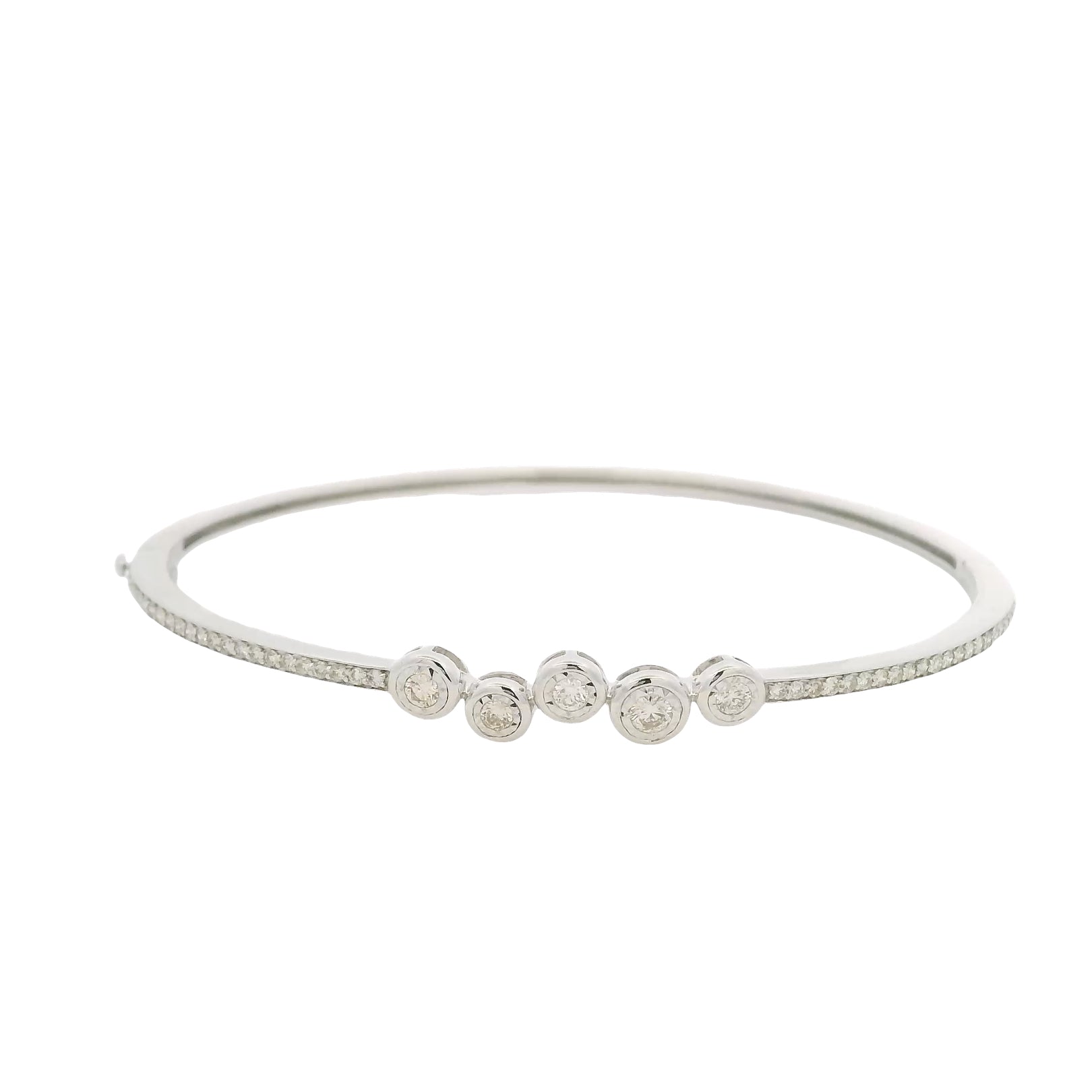 14kt White Gold Bangle with Round Cut Diamonds