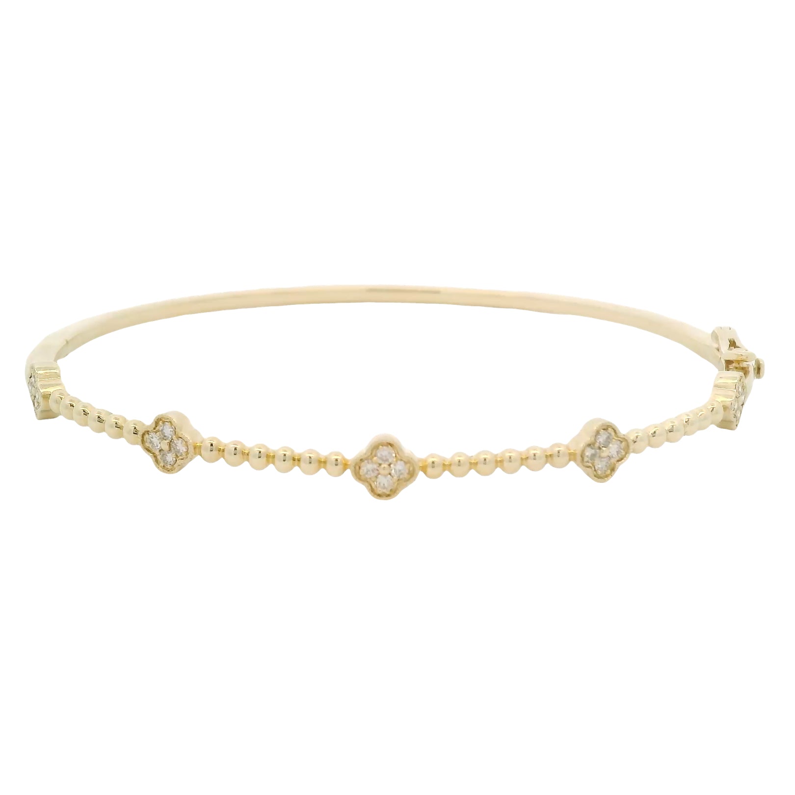 14kt Yellow Gold Bangle with Clover Diamonds