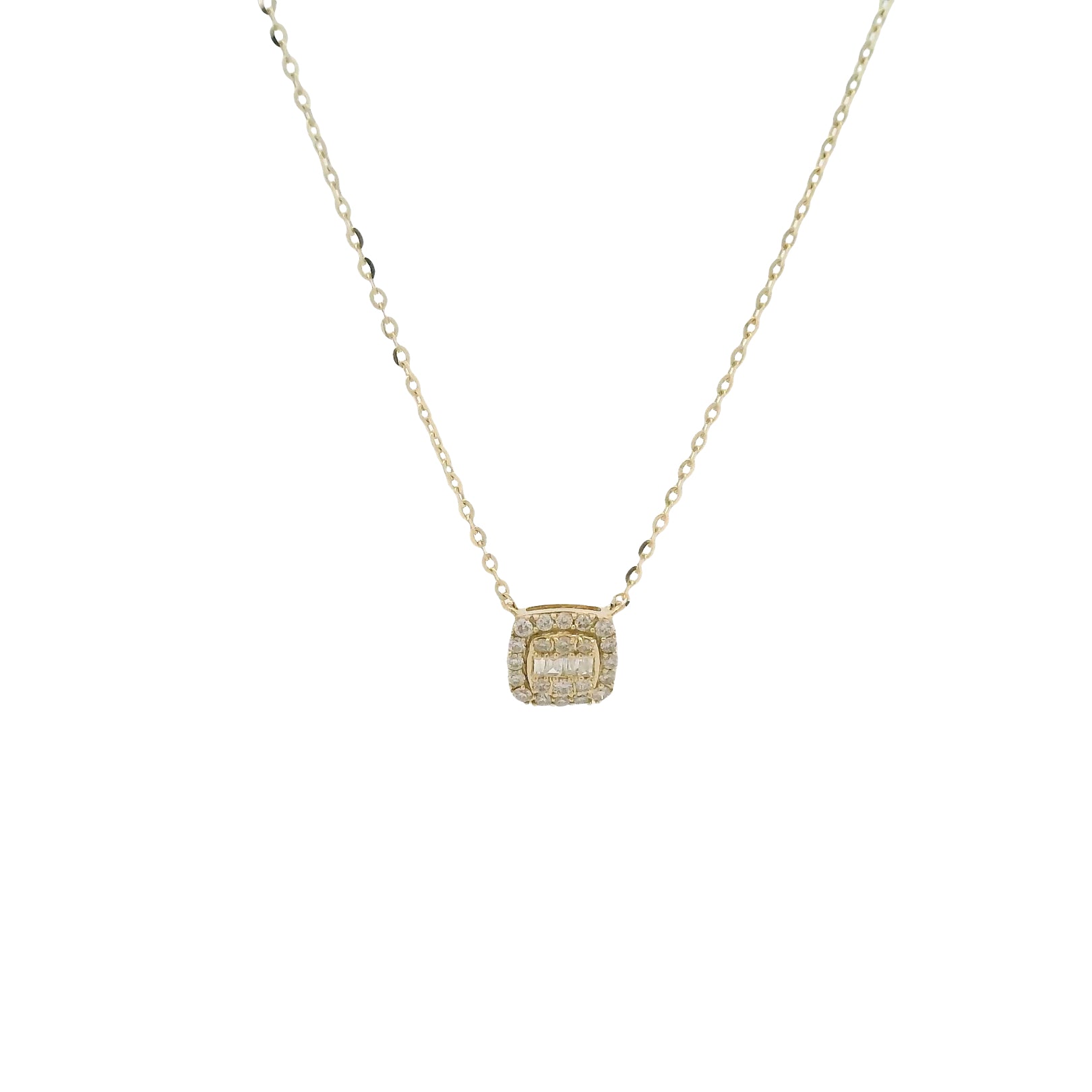 14kt Yellow Gold Diamond Cushion Cut Necklace