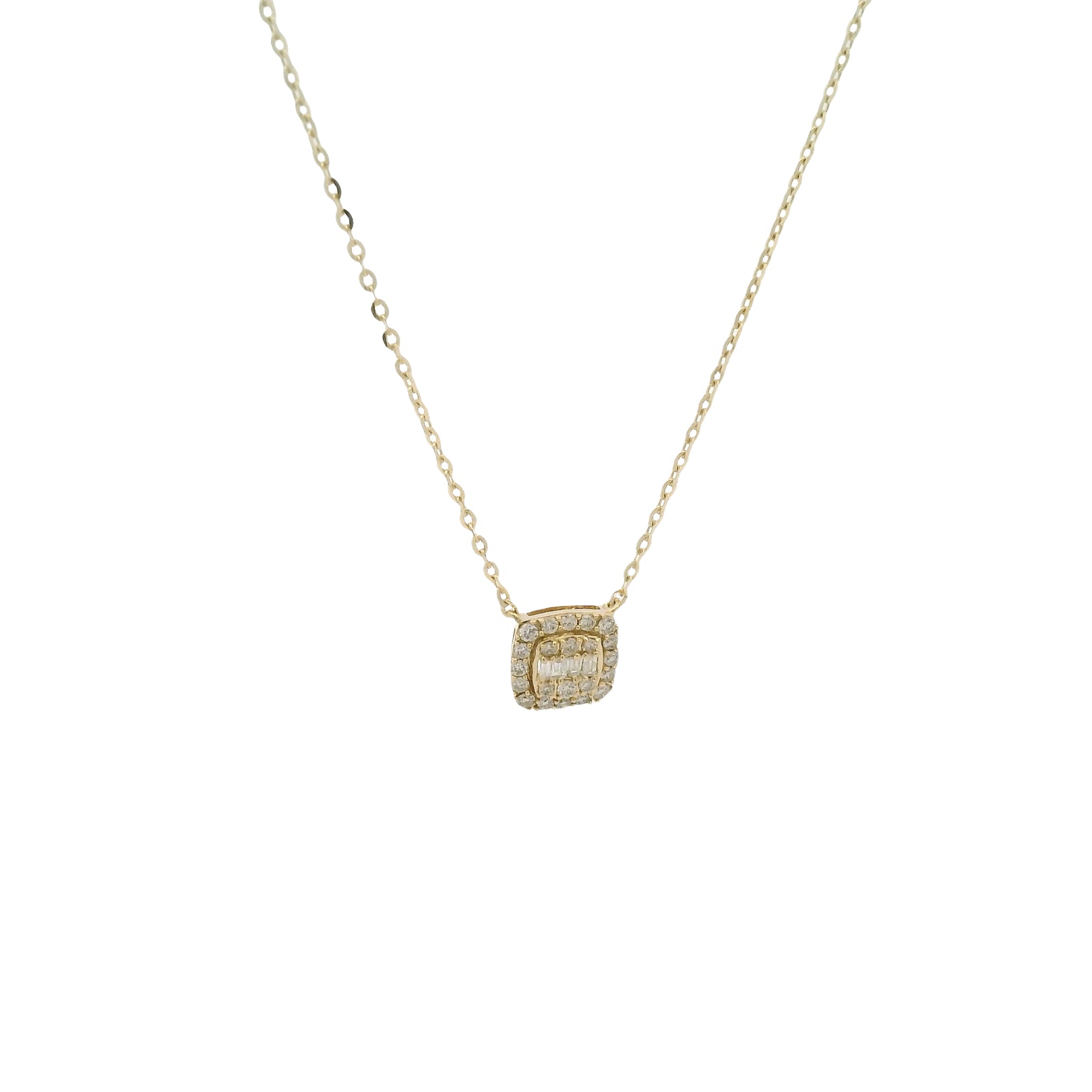 14kt Yellow Gold Diamond Cushion Cut Necklace