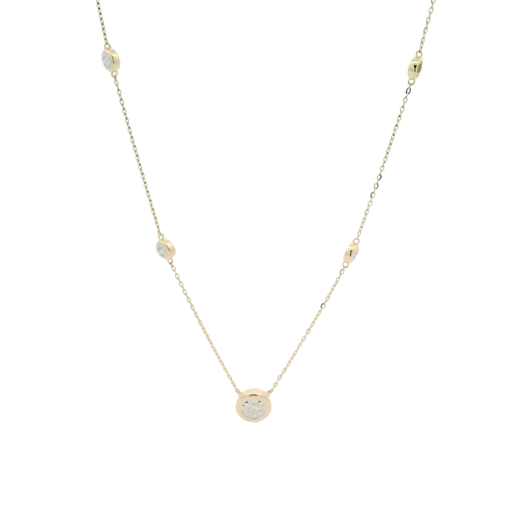 14kt Yellow Gold Multiple Bezel Diamonds Necklace