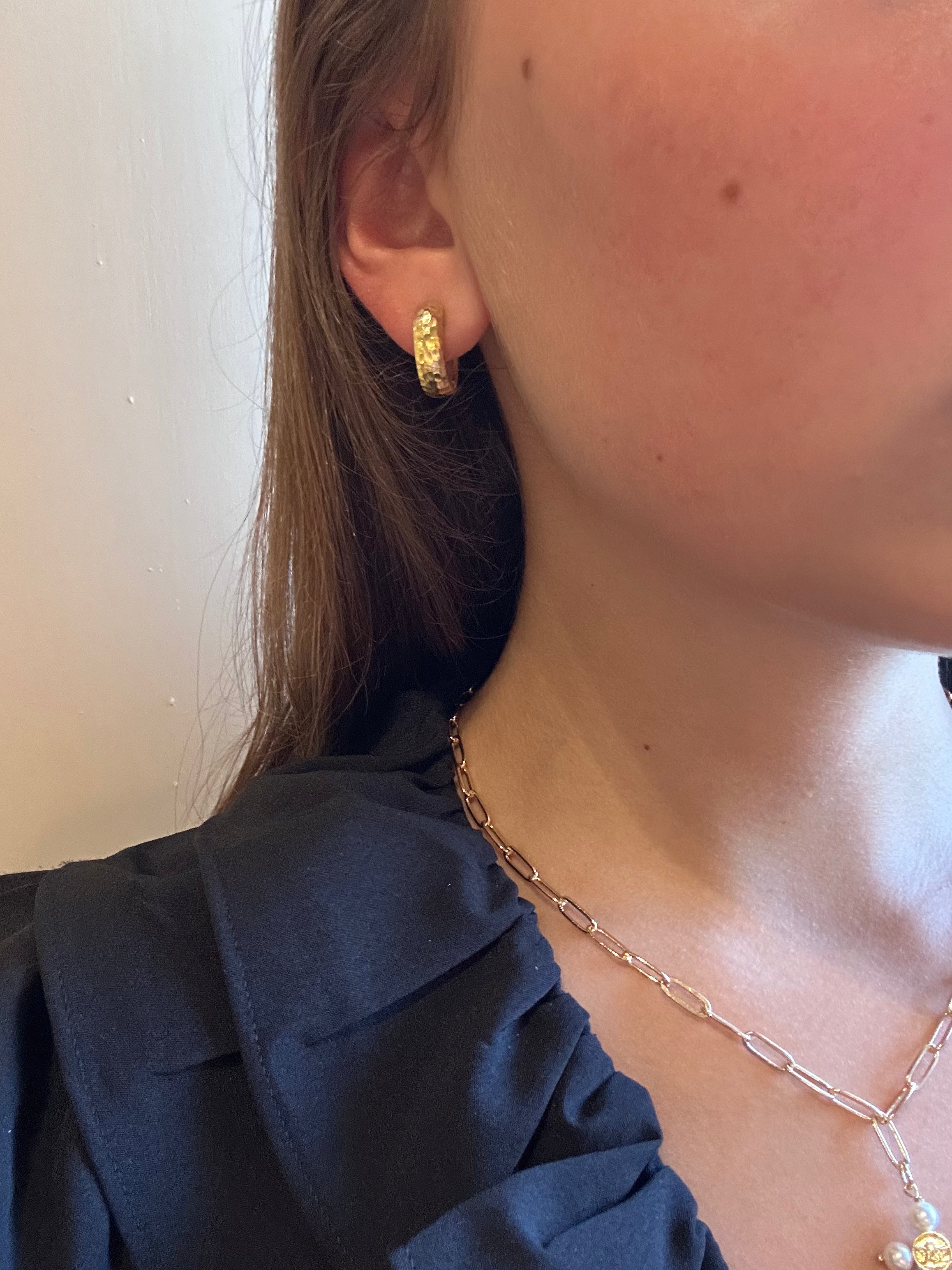 Mazza Hammered Gold Hoops