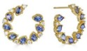 Tanya Farah Jasmine Bloom Ceylon Blue Pear Shape Sapphire & White Diamond Bezel Bypass Hoops - Push Backs (Diamonds Approx.
0.50 CTW, Sapphires Approx.
3.00 CTW)