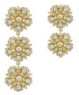 Tanya Farah Jasmine Bloom White Diamond 3 Flower Drop Earrings - Omega Backs
