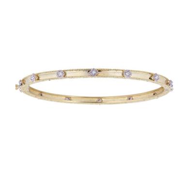 Tanya Farah Modern Etruscan Satin Diamond Circle Square Cutout Eternity Bangle